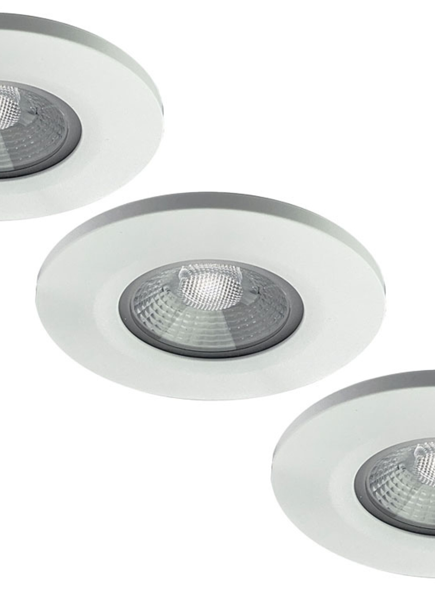 Set van 3 stuks badkamer LEDspot Veneti√´, IP65 Dimbaar, Witte uitvoering, Warm wit licht