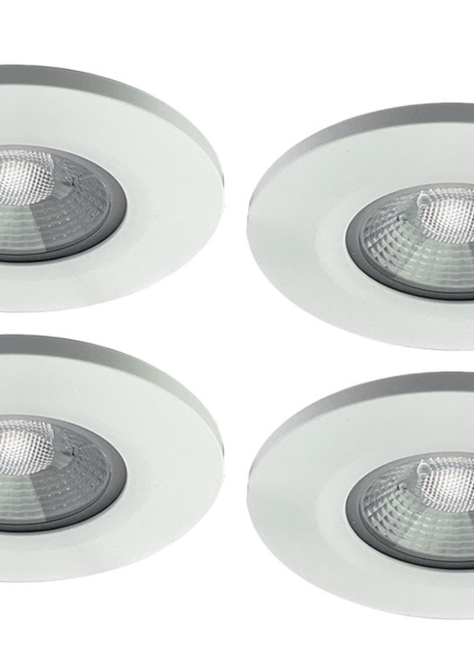 Set van 4 stuks badkamer LEDspot Veneti√´, IP65 Dimbaar, Witte uitvoering, Warm wit licht