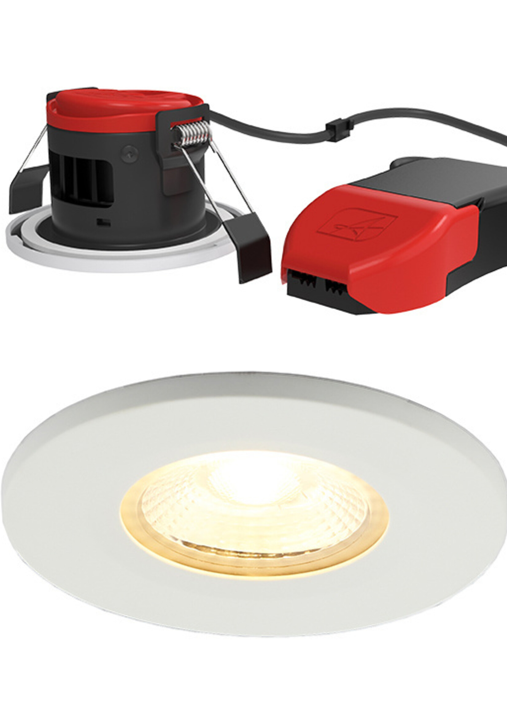 Set van 4 stuks badkamer LEDspot Veneti√´, IP65 Dimbaar, Witte uitvoering, Warm wit licht