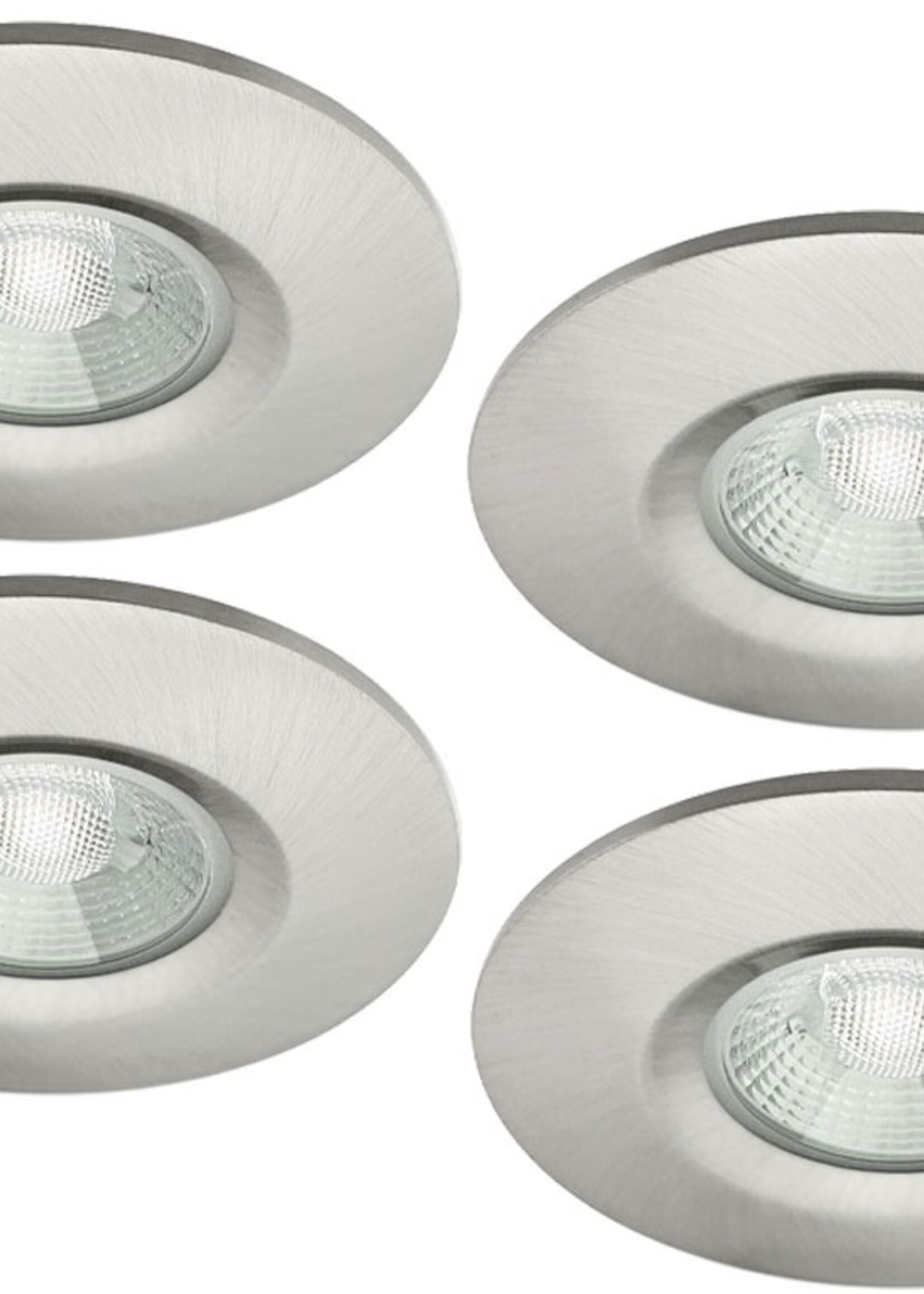 Set van 4 stuks badkamer LEDspot Veneti√´, IP65 Dimbaar, rvs uitvoering, Warm wit licht