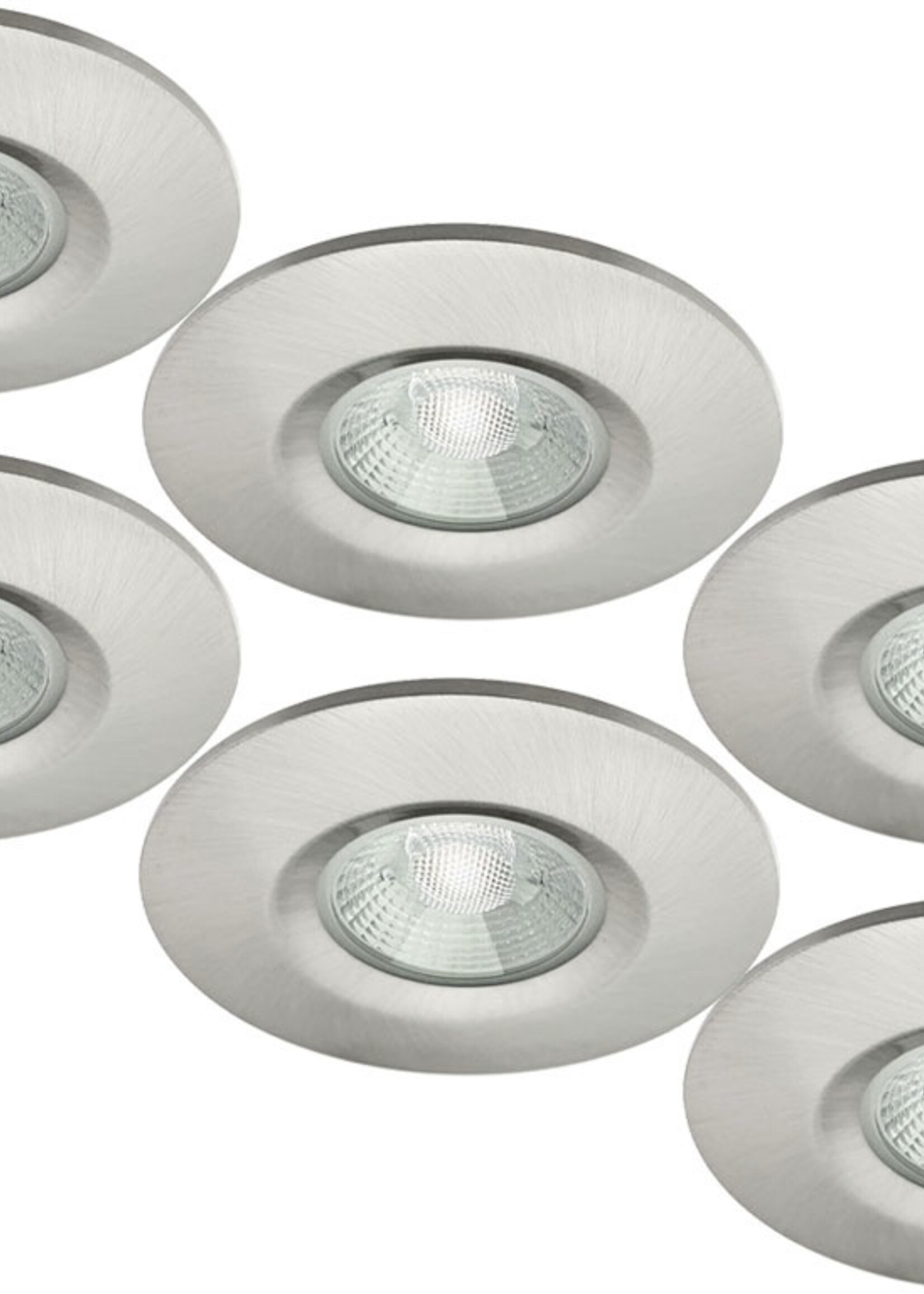 Set van 6 stuks badkamer LEDspot Veneti√´, IP65 Dimbaar, rvs uitvoering, Warm wit licht
