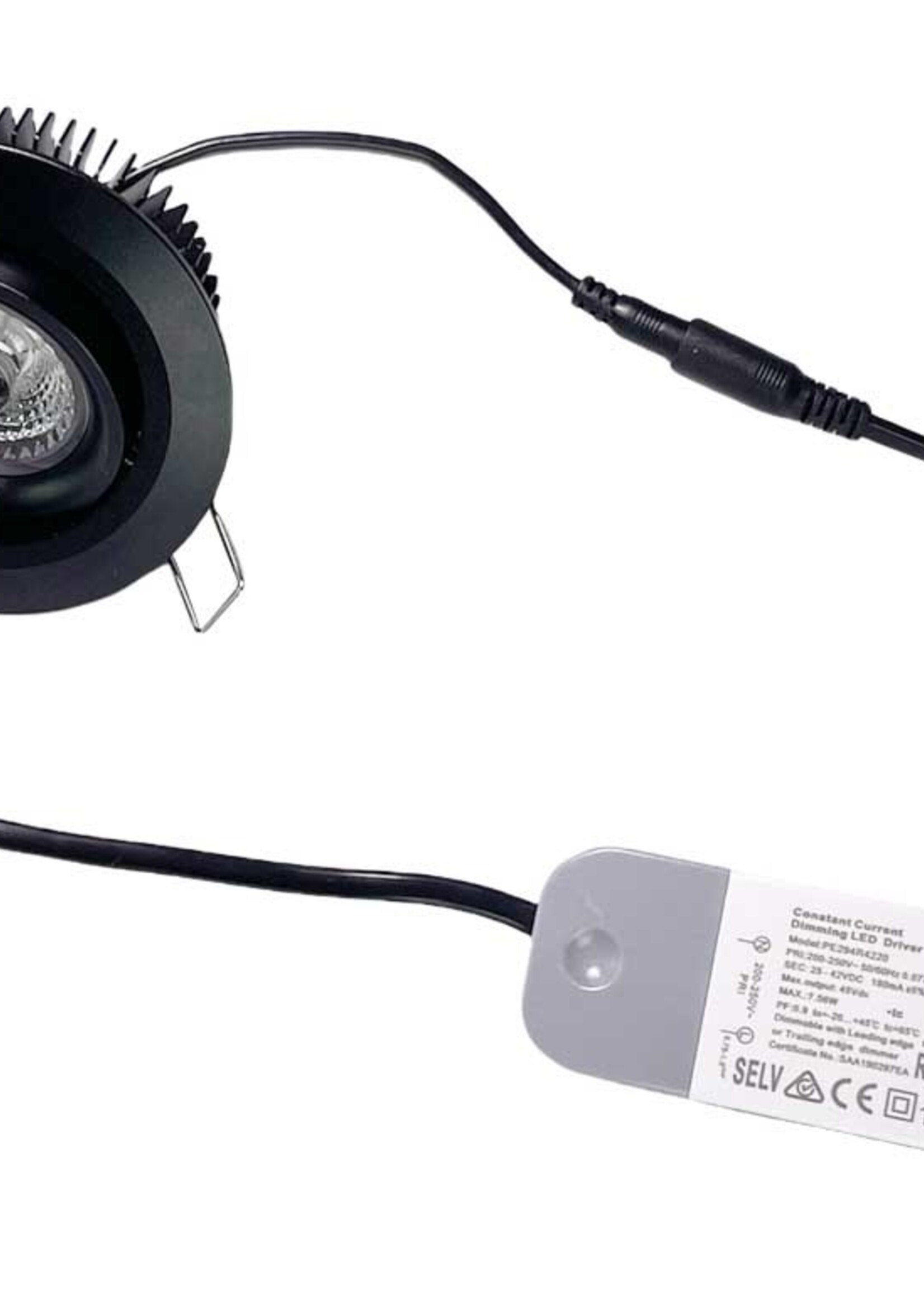 Inbouw LEDspot Parijs, Warm wit licht, dimbaar, 8 Watt, kantelbaar, Zwart