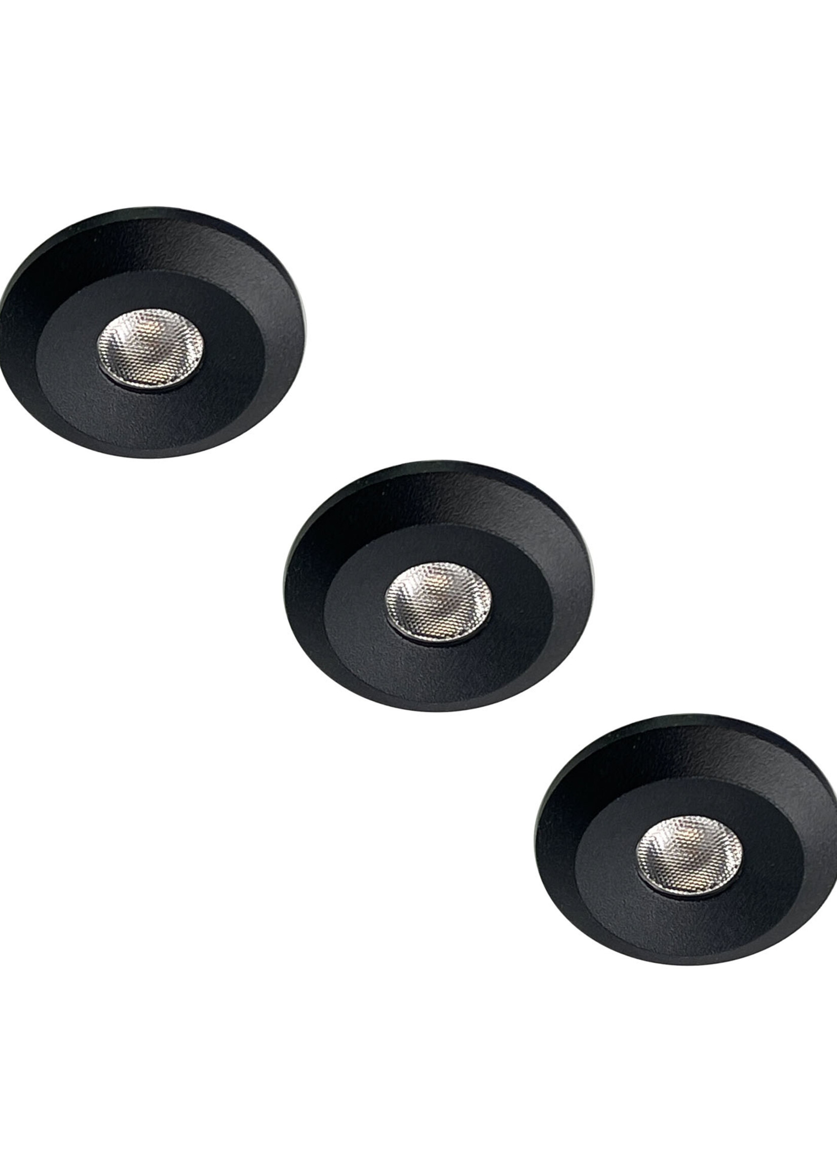 Set van 3 Microledjes Maduro, dimbaar, 1,2 Watt, Zwart IP44