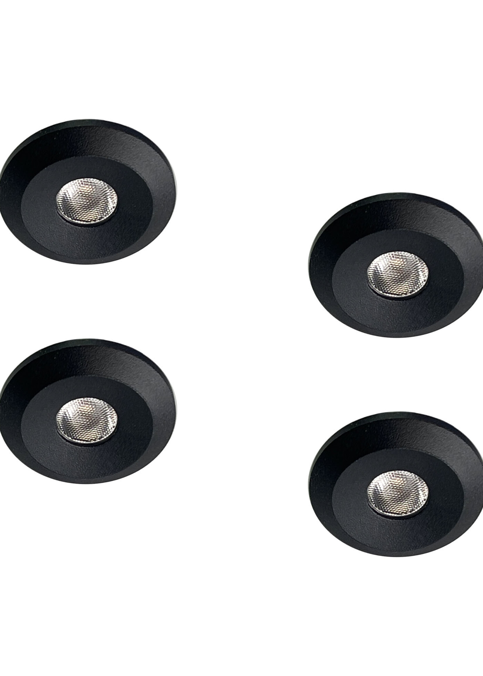 Set van 4 Microledjes Maduro, dimbaar, 1,2 Watt, Zwart IP44