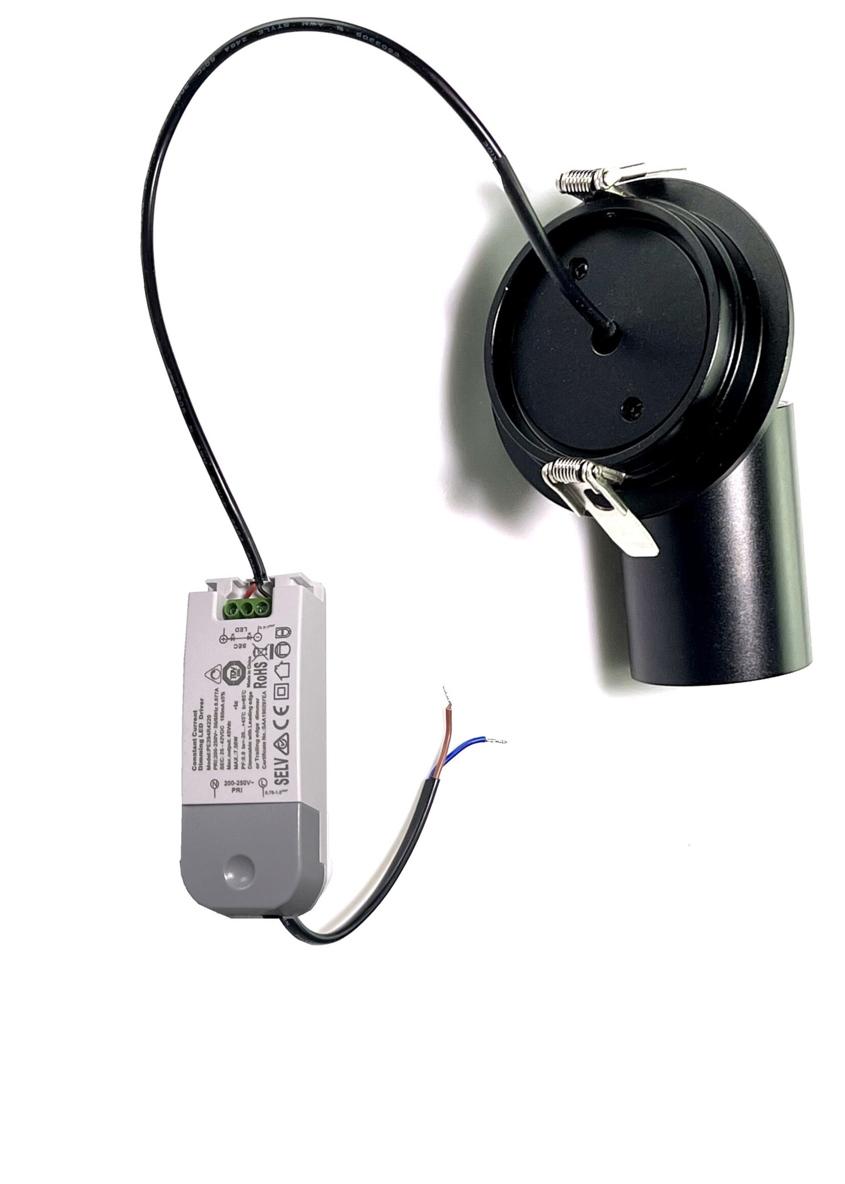 Set van 3, dimbare inbouw led spot Rotterdam, 360 graden richtbaar. Zwart