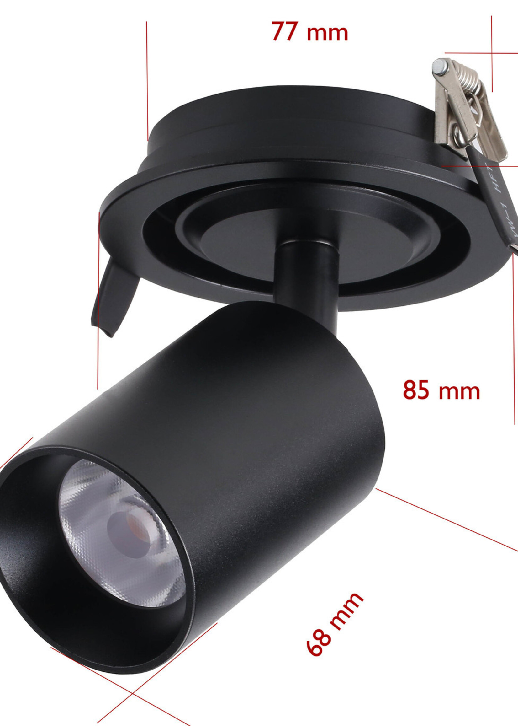 Set van 3, dimbare inbouw led spot Rotterdam, 360 graden richtbaar. Zwart
