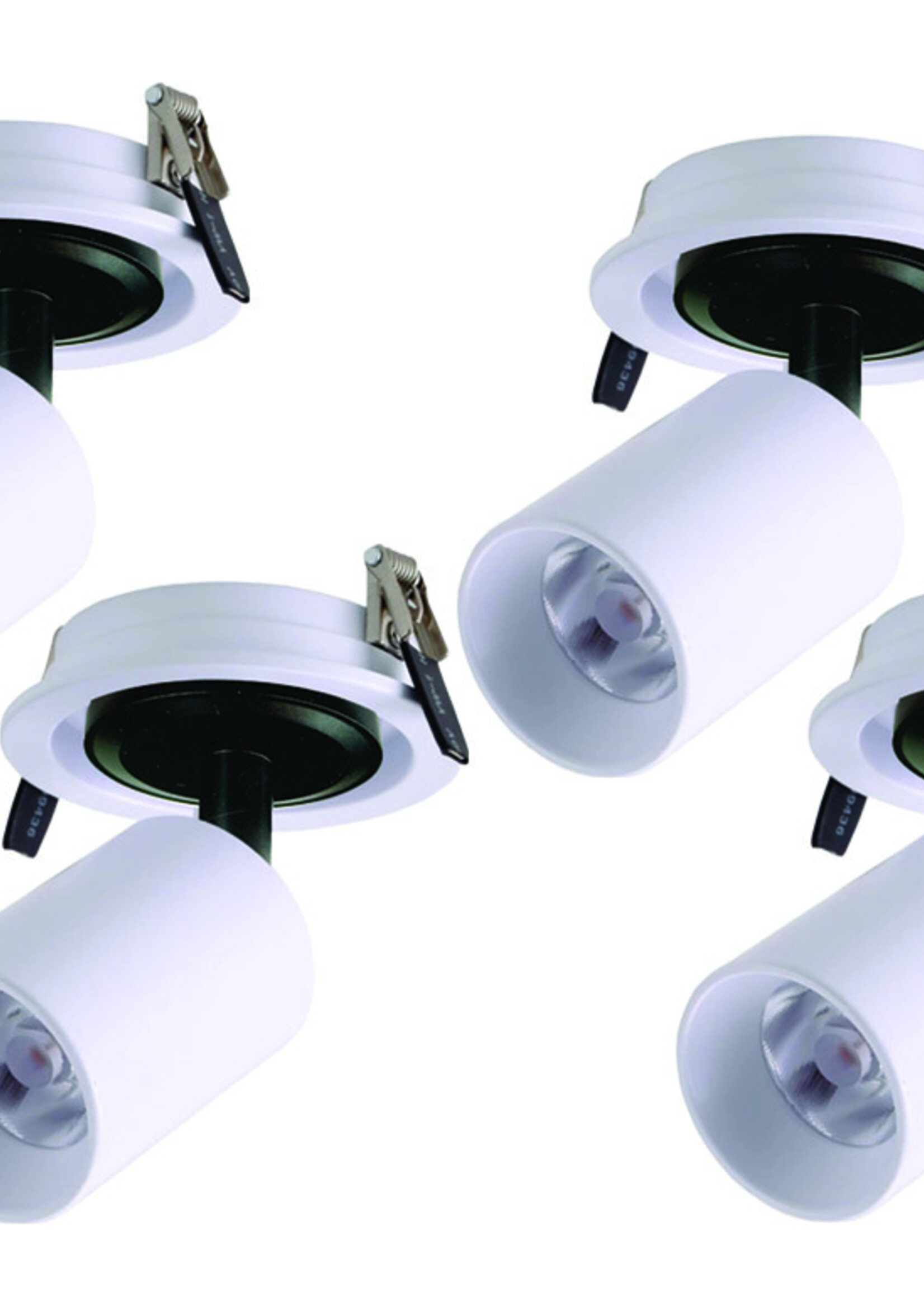 Set van 4, Dimbare inbouw led spot Rotterdam, 360 graden richtbaar. Wit