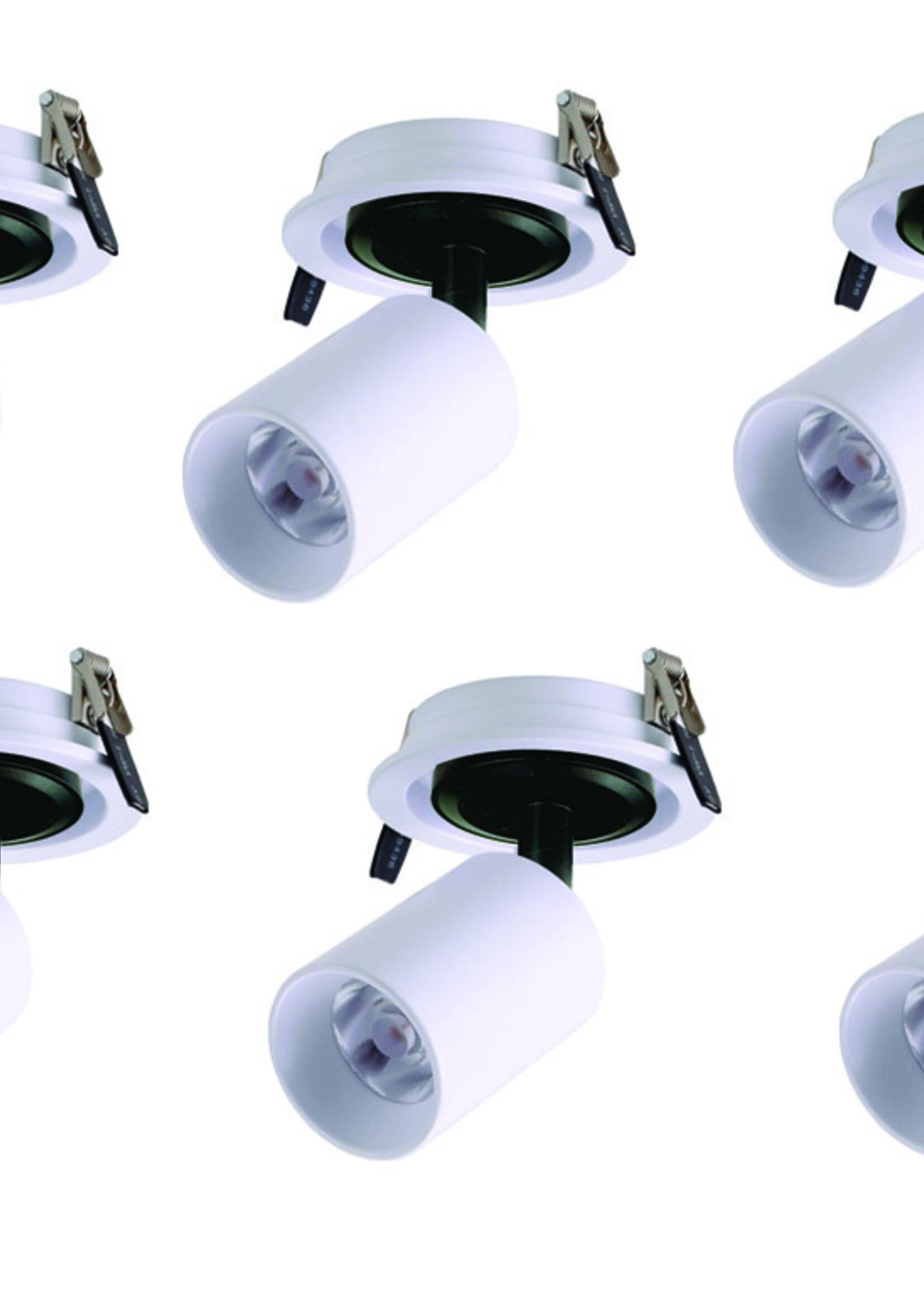 Set van 6, Dimbare inbouw led spot Rotterdam, 360 graden richtbaar. Wit