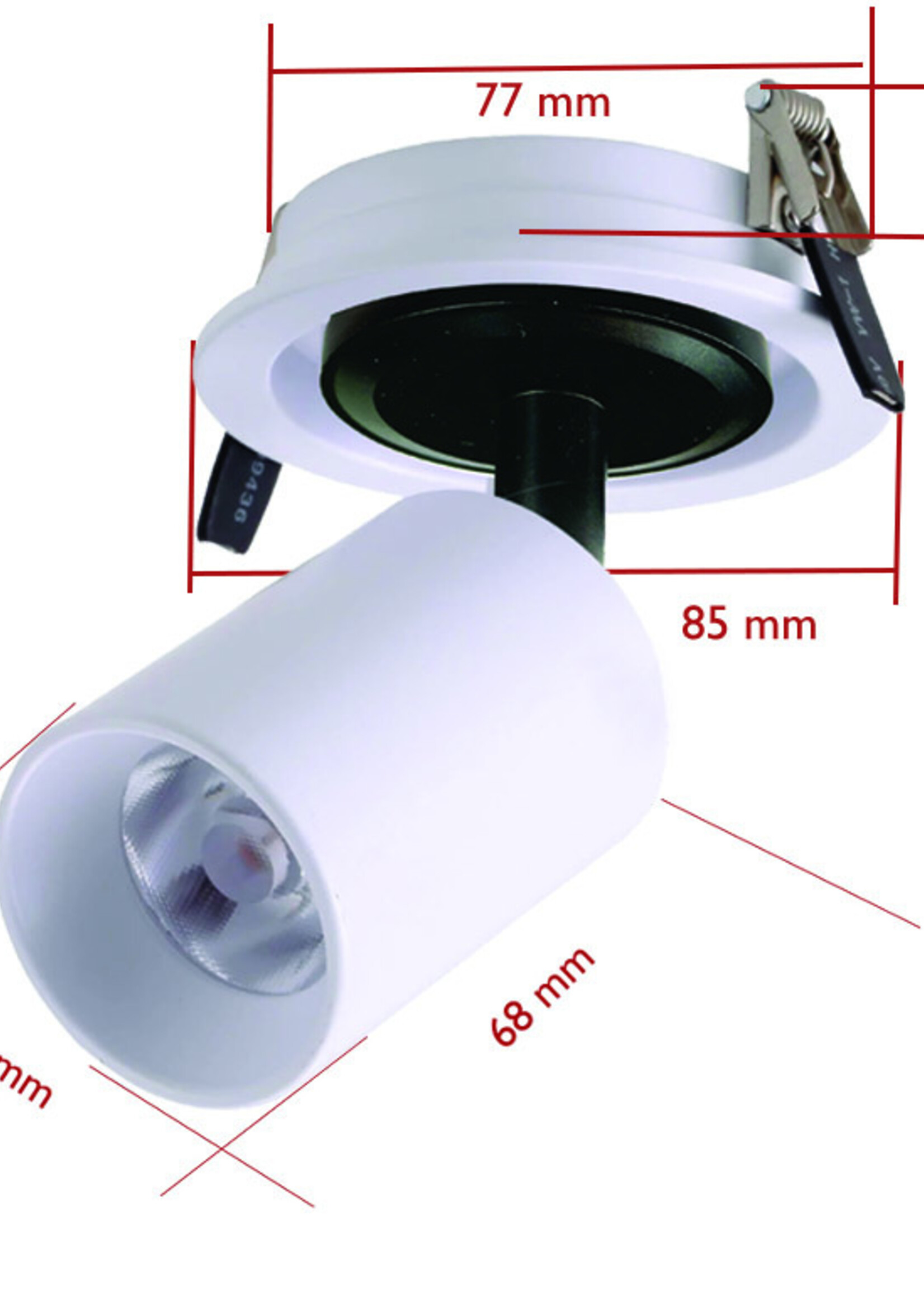 Set van 6, Dimbare inbouw led spot Rotterdam, 360 graden richtbaar. Wit