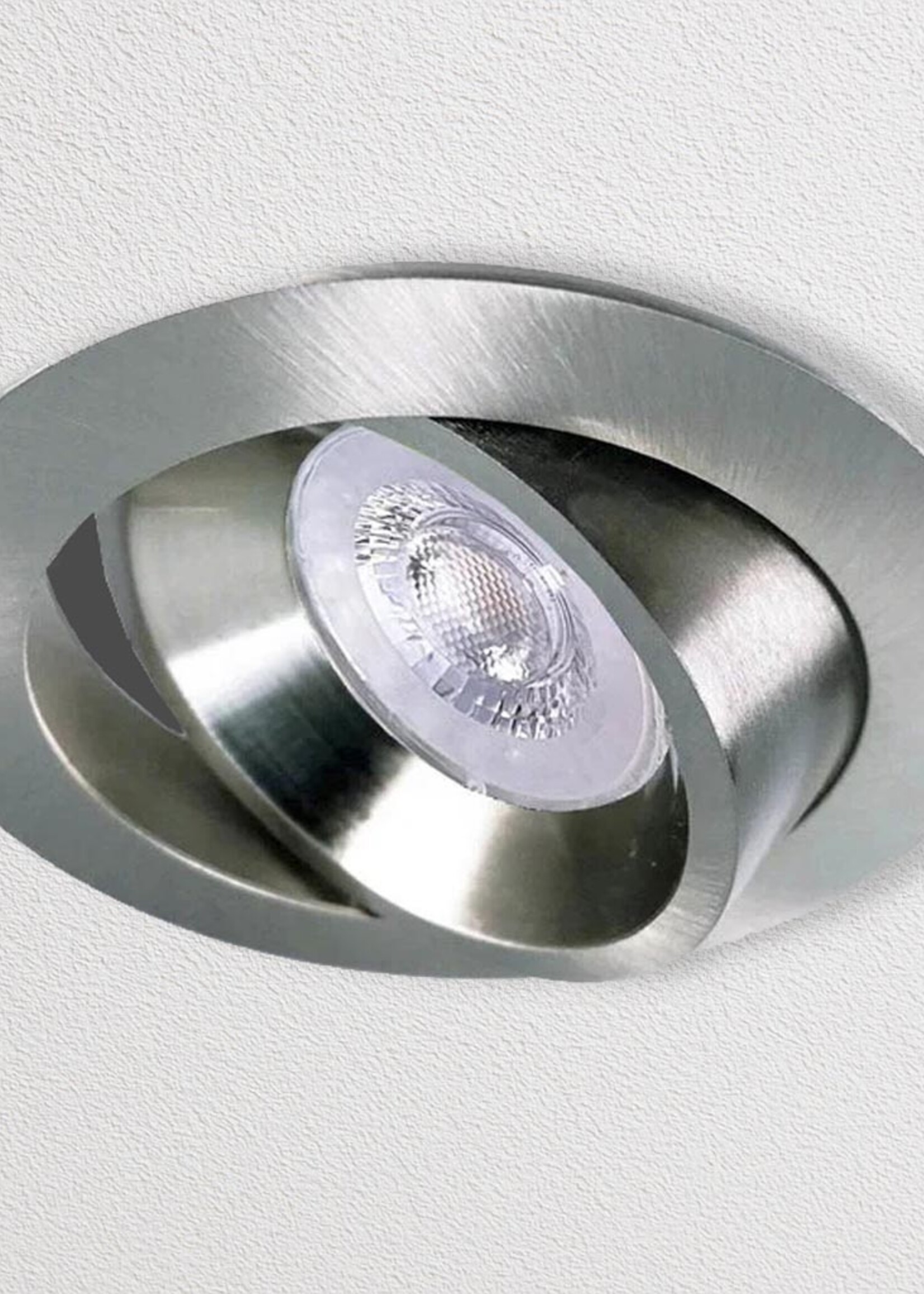 RVS Kleur LED inbouwspot BRUGGE 5W dimbaar, kantelbaar, warmwit licht.