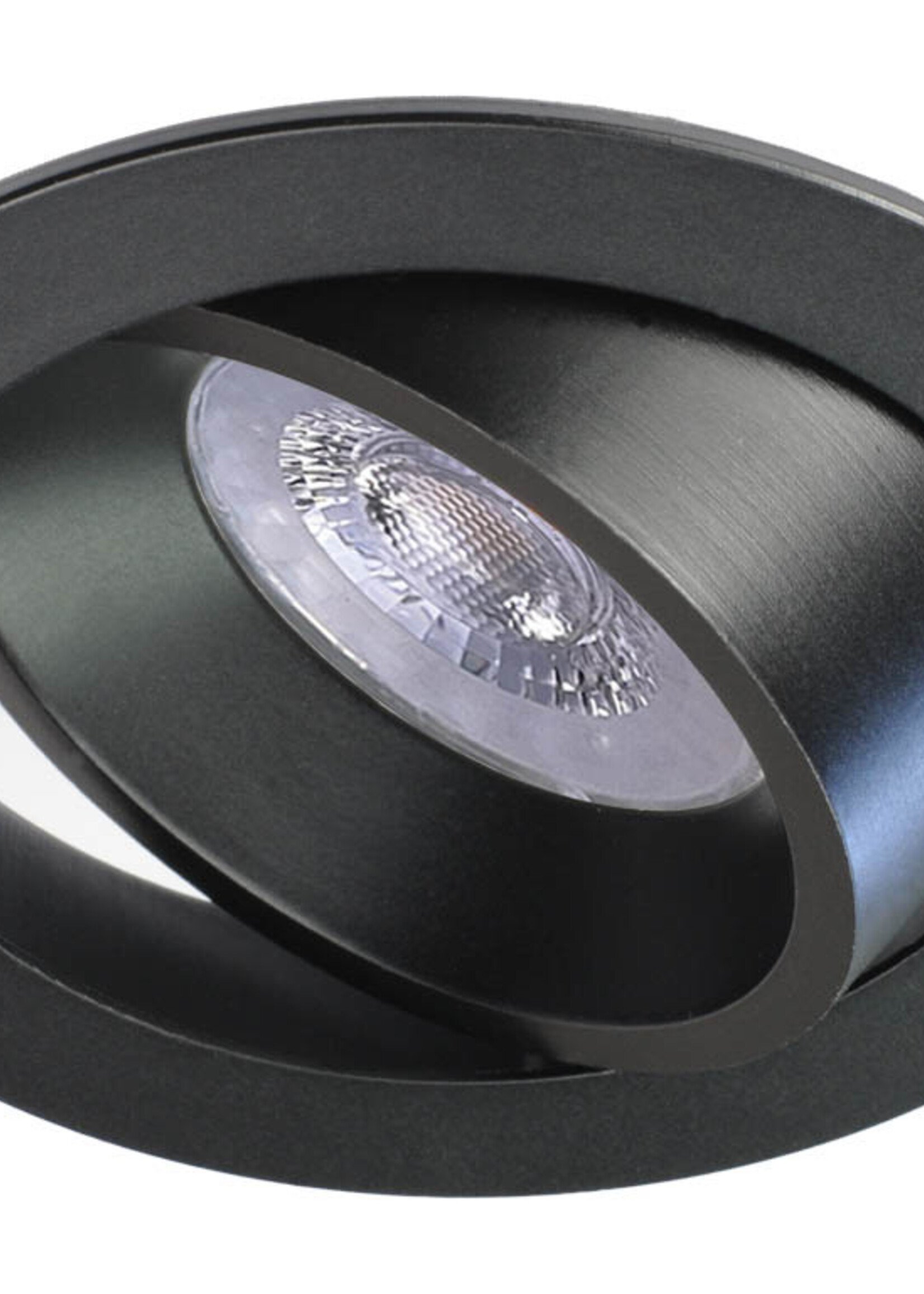 Set van 3 Zwarte LED inbouwspots BRUGGE 5W dimbaar, kantelbaar, warmwit licht.