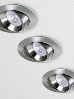 Set van 3 RVS LED inbouwspots BRUGGE 5W dimbaar, kantelbaar, warmwit licht.