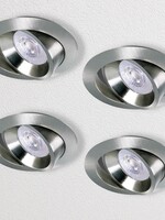 Set van 4 RVS LED inbouwspots BRUGGE 5W dimbaar, kantelbaar, warmwit licht.