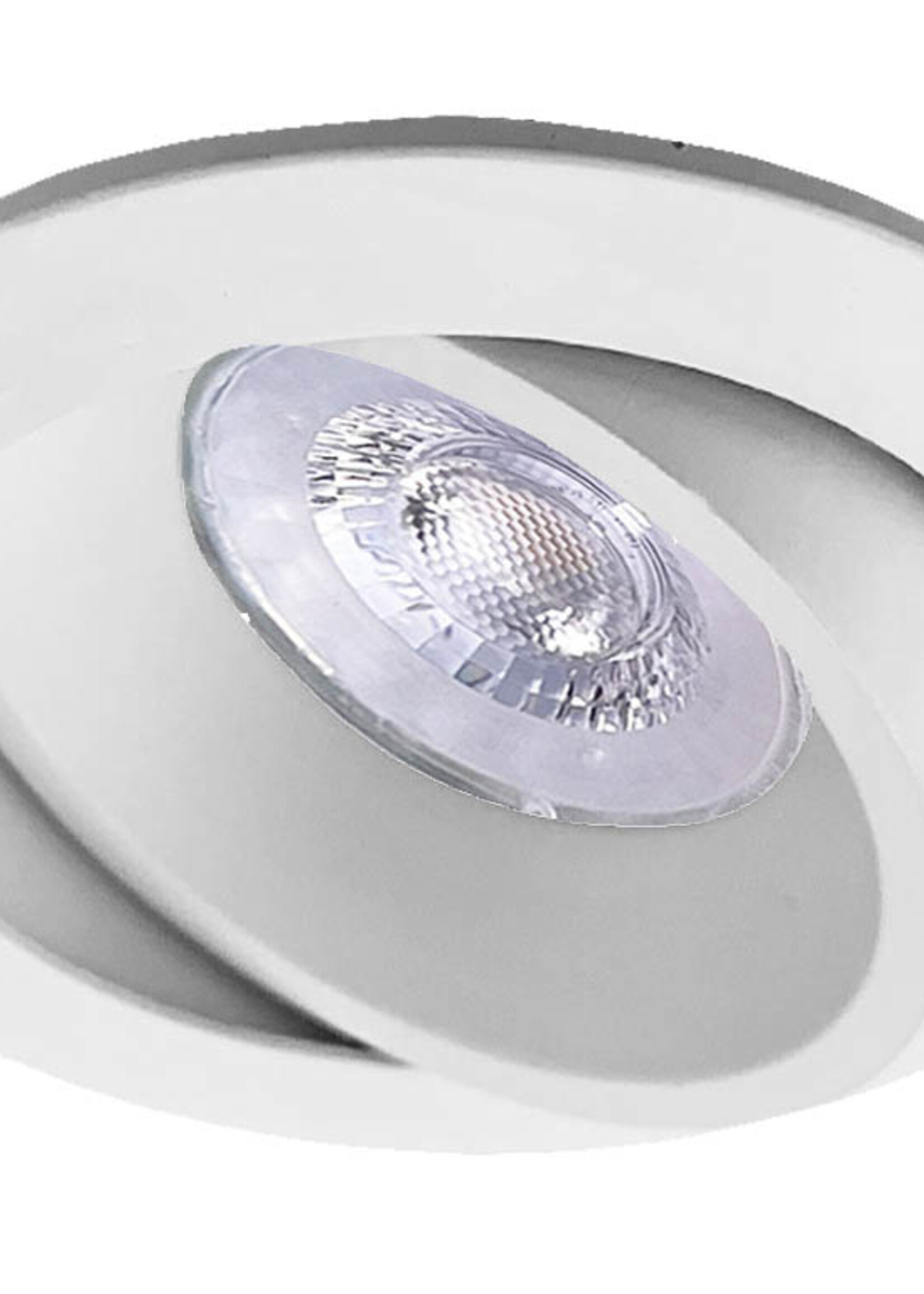 Set van 2 witte LED inbouwspots BRUGGE 5W dimbaar, kantelbaar, warmwit licht.