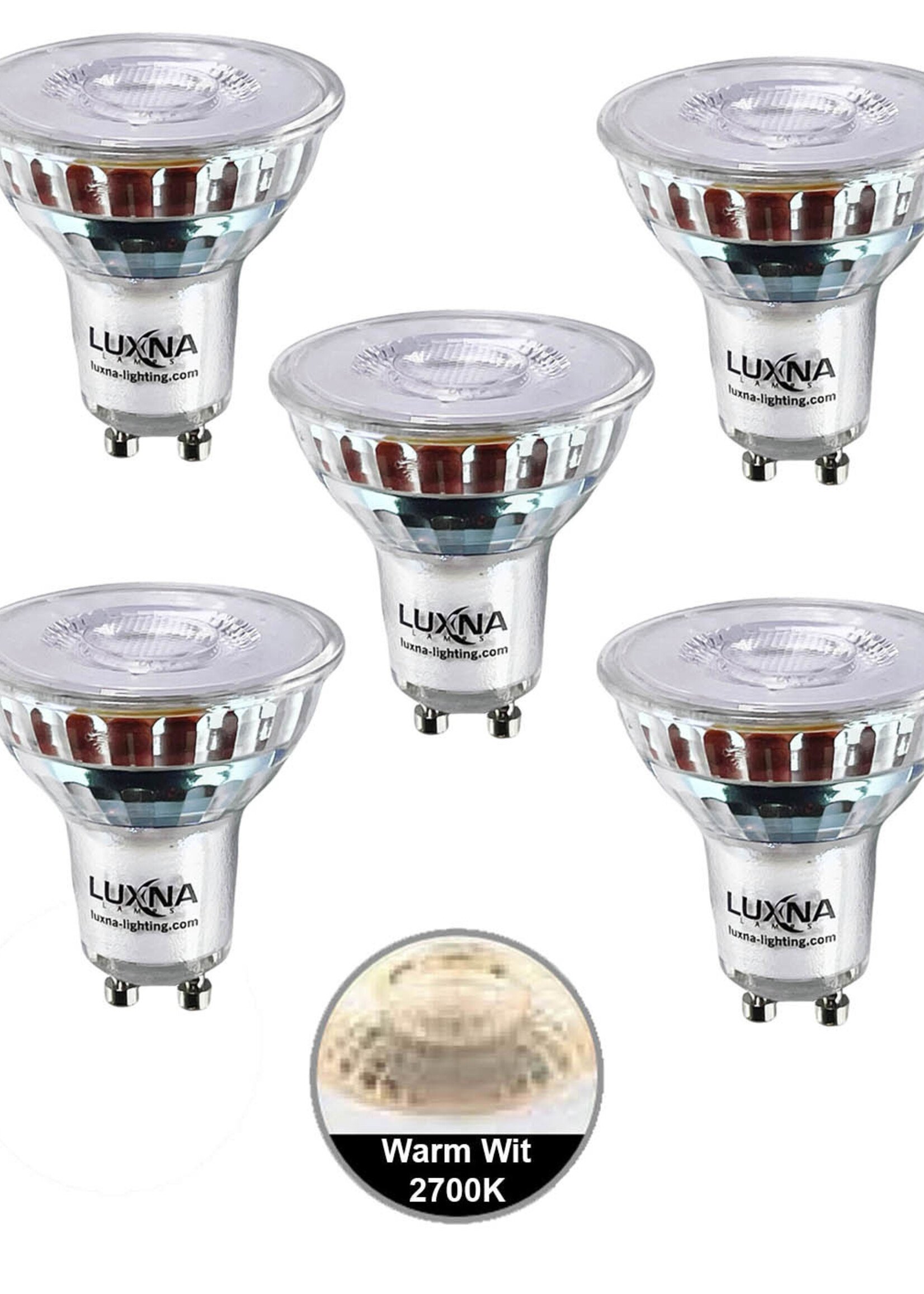 Pak van 5 stuks LED spot 5W, GU10, Dimbaar, Warm Wit, vervangt 50W