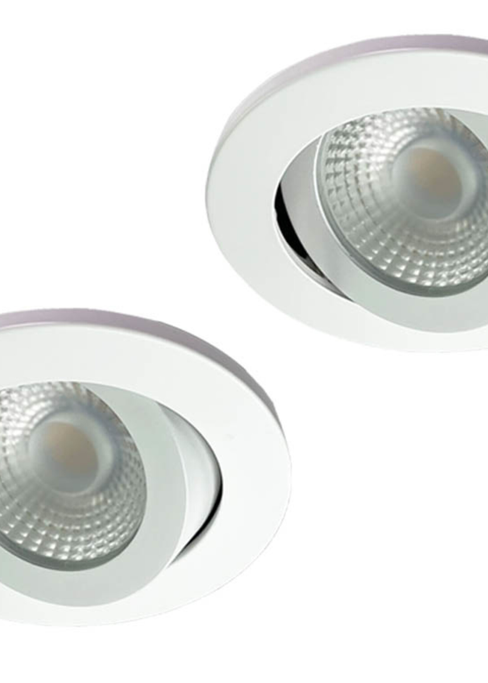 Set van 2 Badkamer LEDspot Rome IP65, 6 Watt, Dimbaar, kantelbaar, Witte uitvoering, Warm wit licht