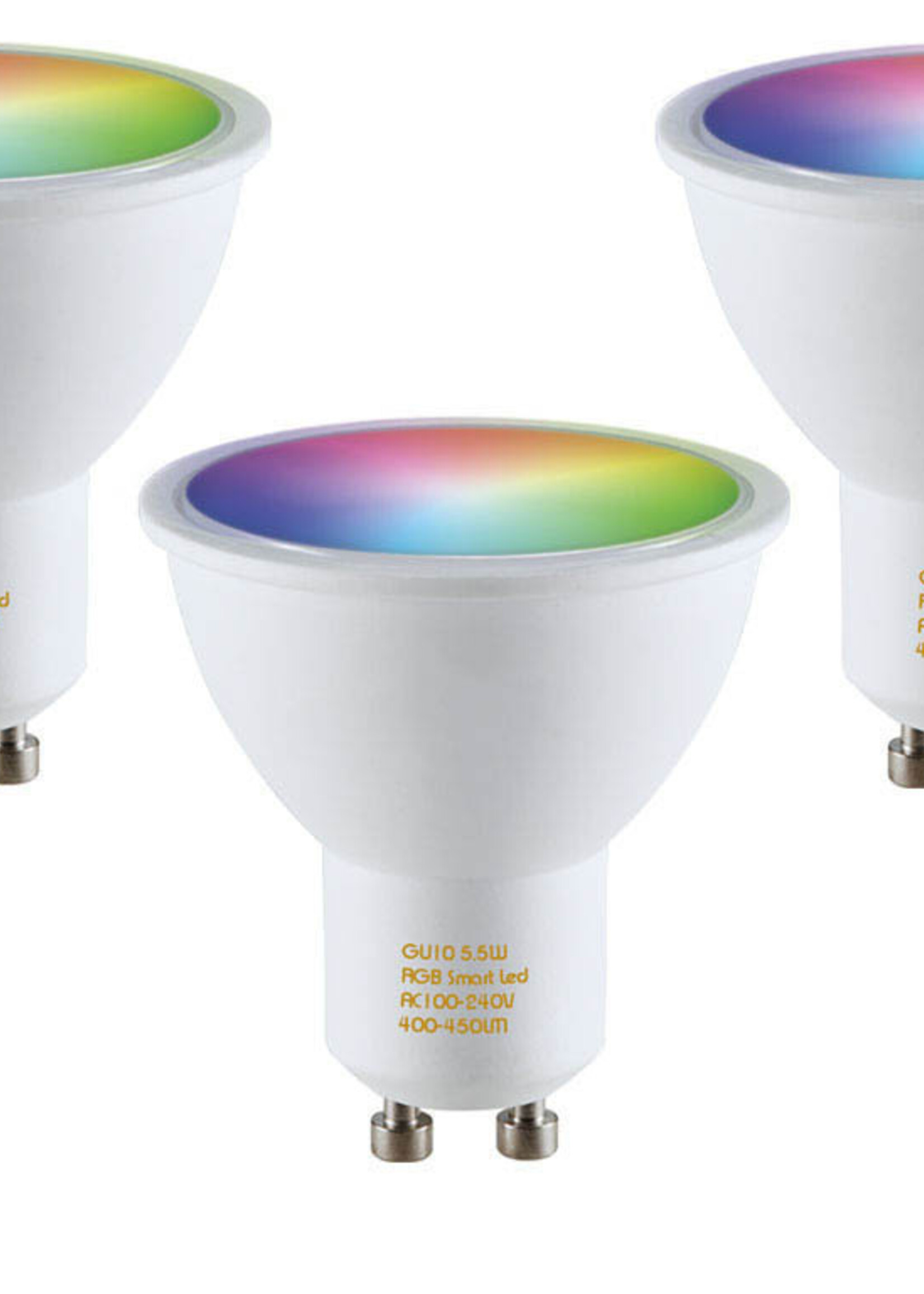 3 stuks  Dimbare RGB / Warmwitte ledspot GU10 fitting, Hue en Zigbee Compatibel