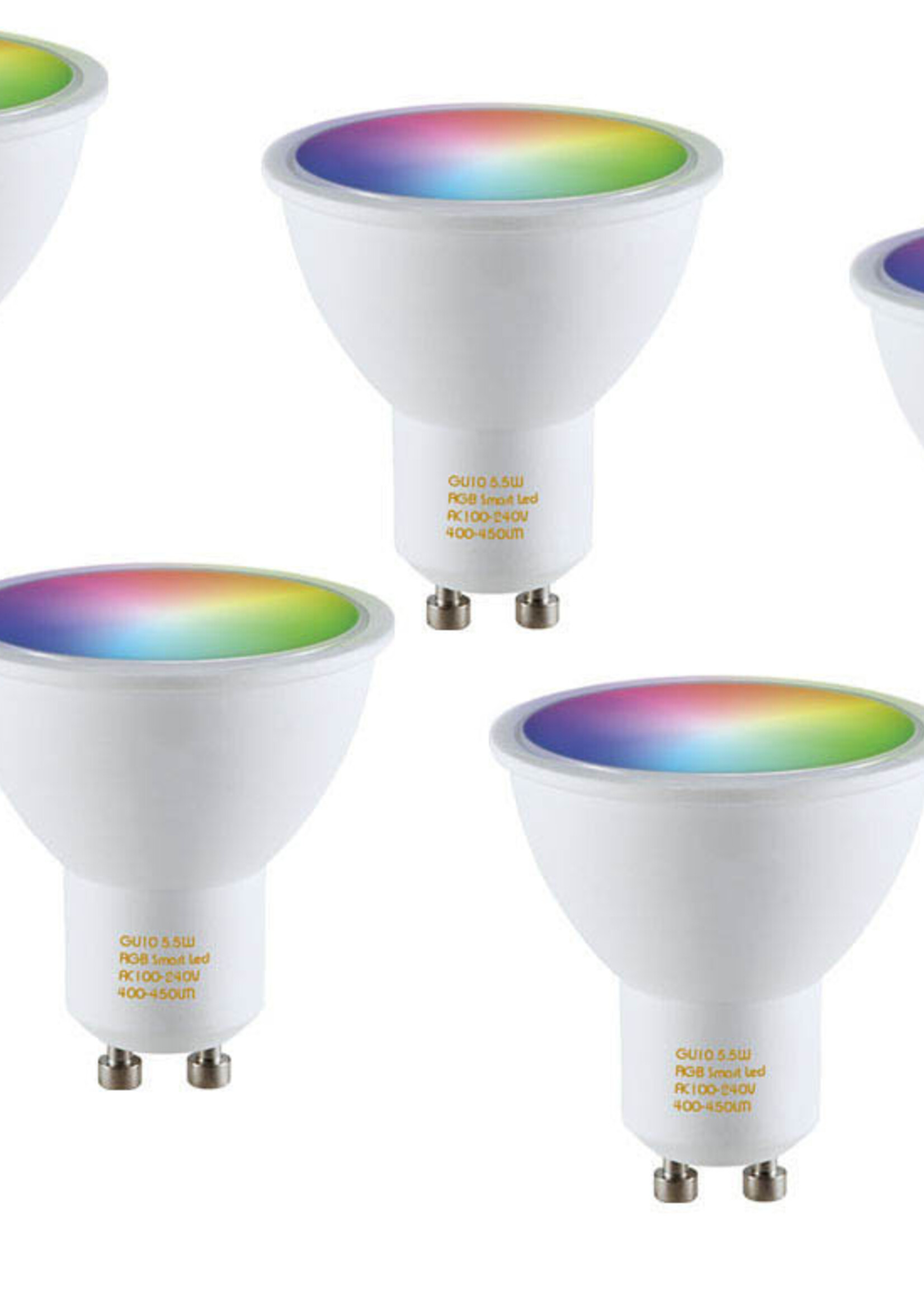 5 stuks  Dimbare RGB / Warmwitte ledspot GU10 fitting, Hue en Zigbee Compatibel
