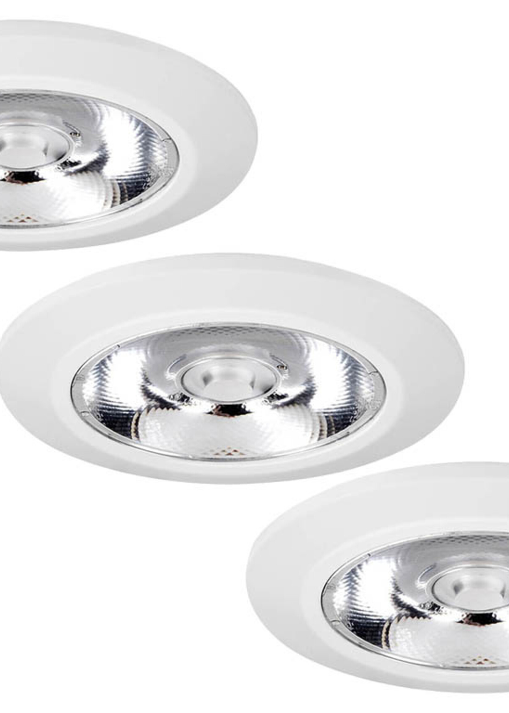 Set van 3 stuks Inbouw LEDspot Riga, 6 Watt, IP44, Dim to warm, Witte uitvoering