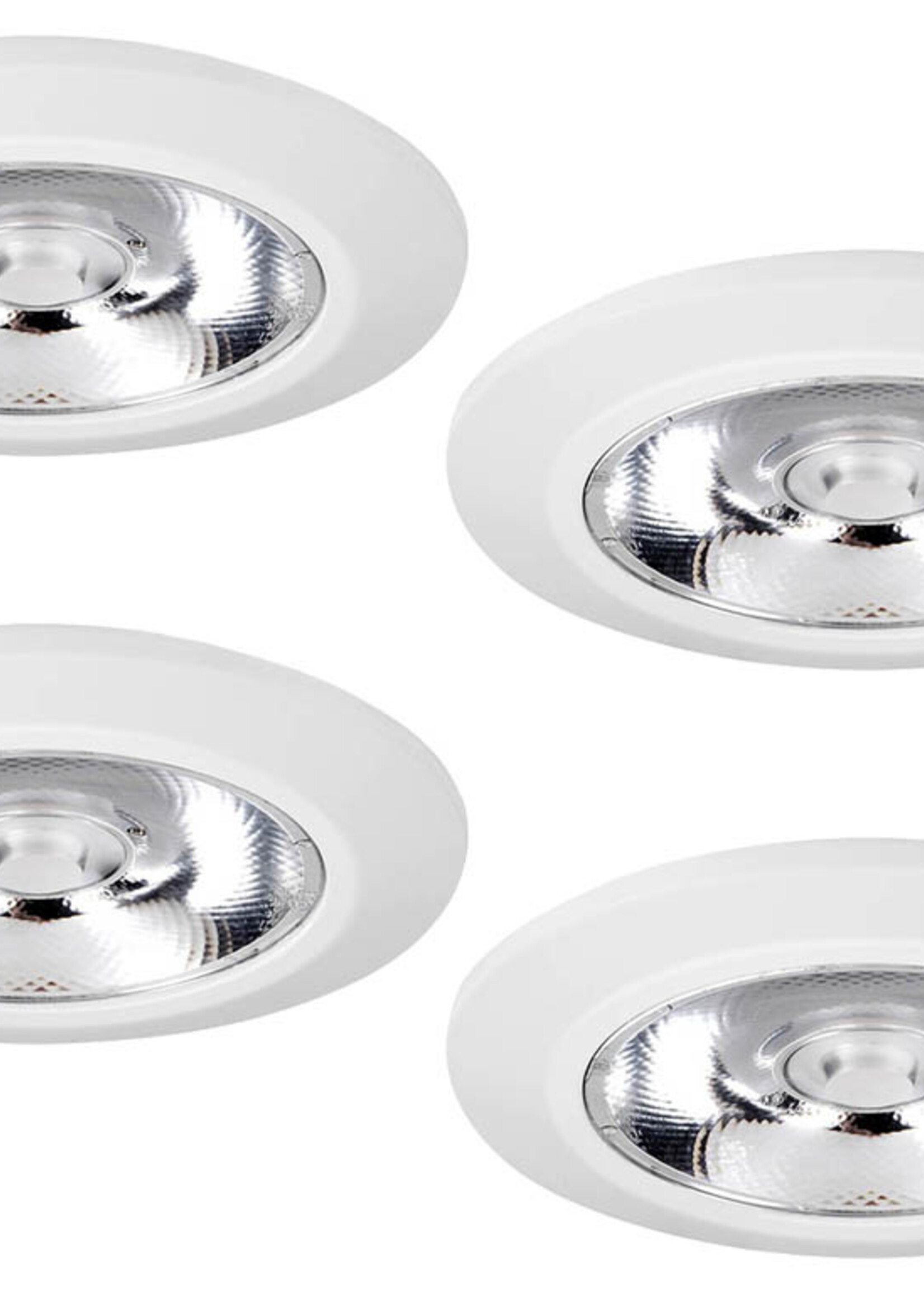 Set van 4 stuks Inbouw LEDspot Riga, 6 Watt, IP44, Dim to warm, Witte uitvoering