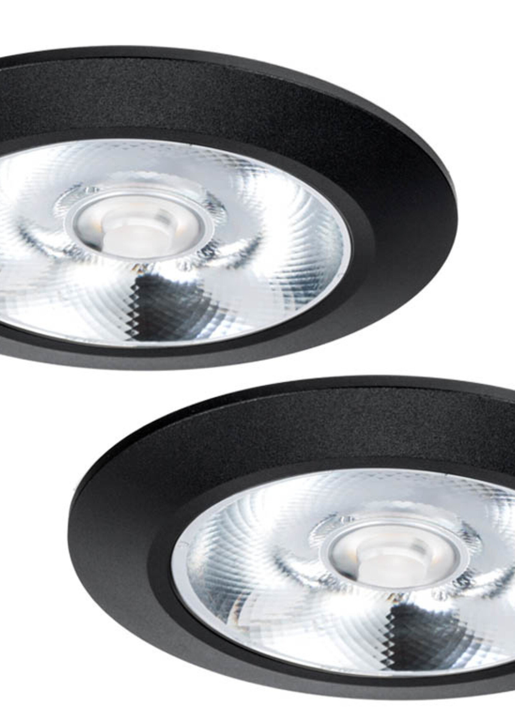 Set van 2 Inbouw LEDspot Riga, 6 Watt, IP44, Dim to warm, Zwarte uitvoering