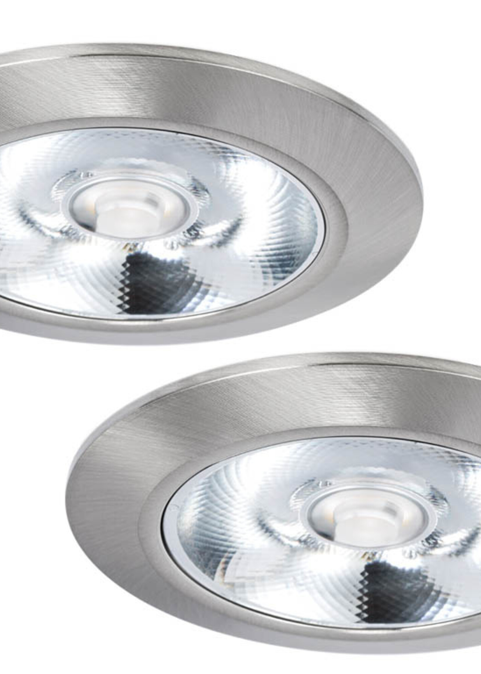 Set van 2 Inbouw LEDspot Riga, 6 Watt, IP44, Dim to warm, Rvs kleur