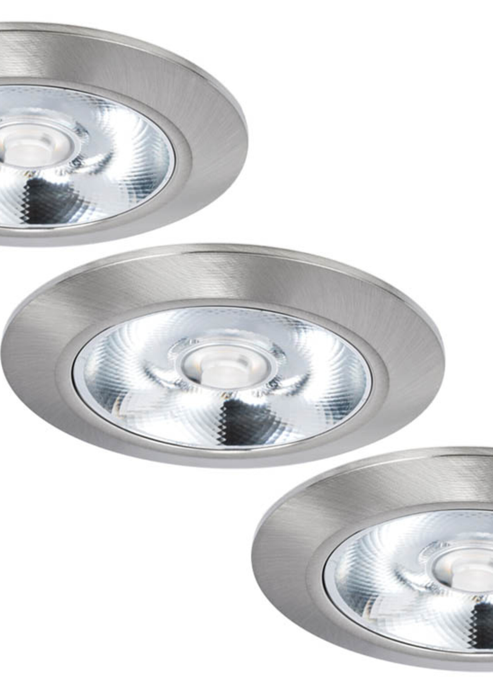 Set van 3 Inbouw LEDspot Riga, 6 Watt, IP44, Dim to warm, Rvs kleur