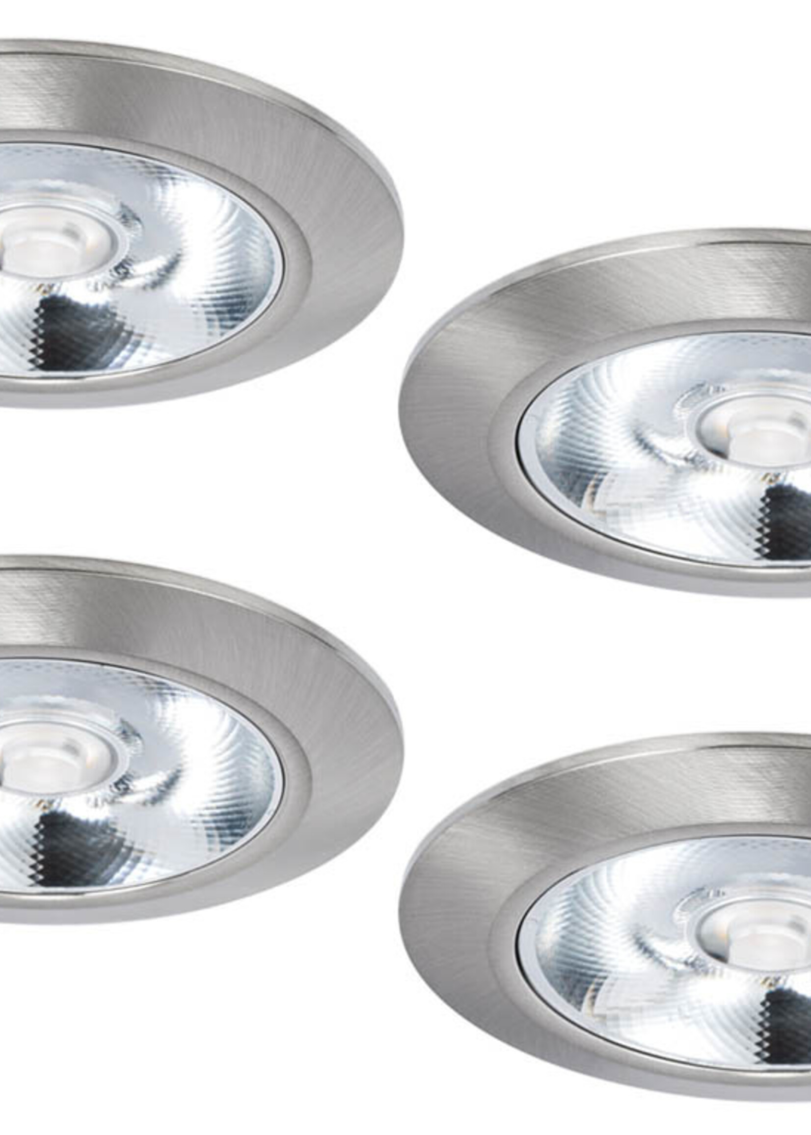 Set van 4 Inbouw LEDspot Riga, 6 Watt, IP44, Dim to warm, Rvs kleur