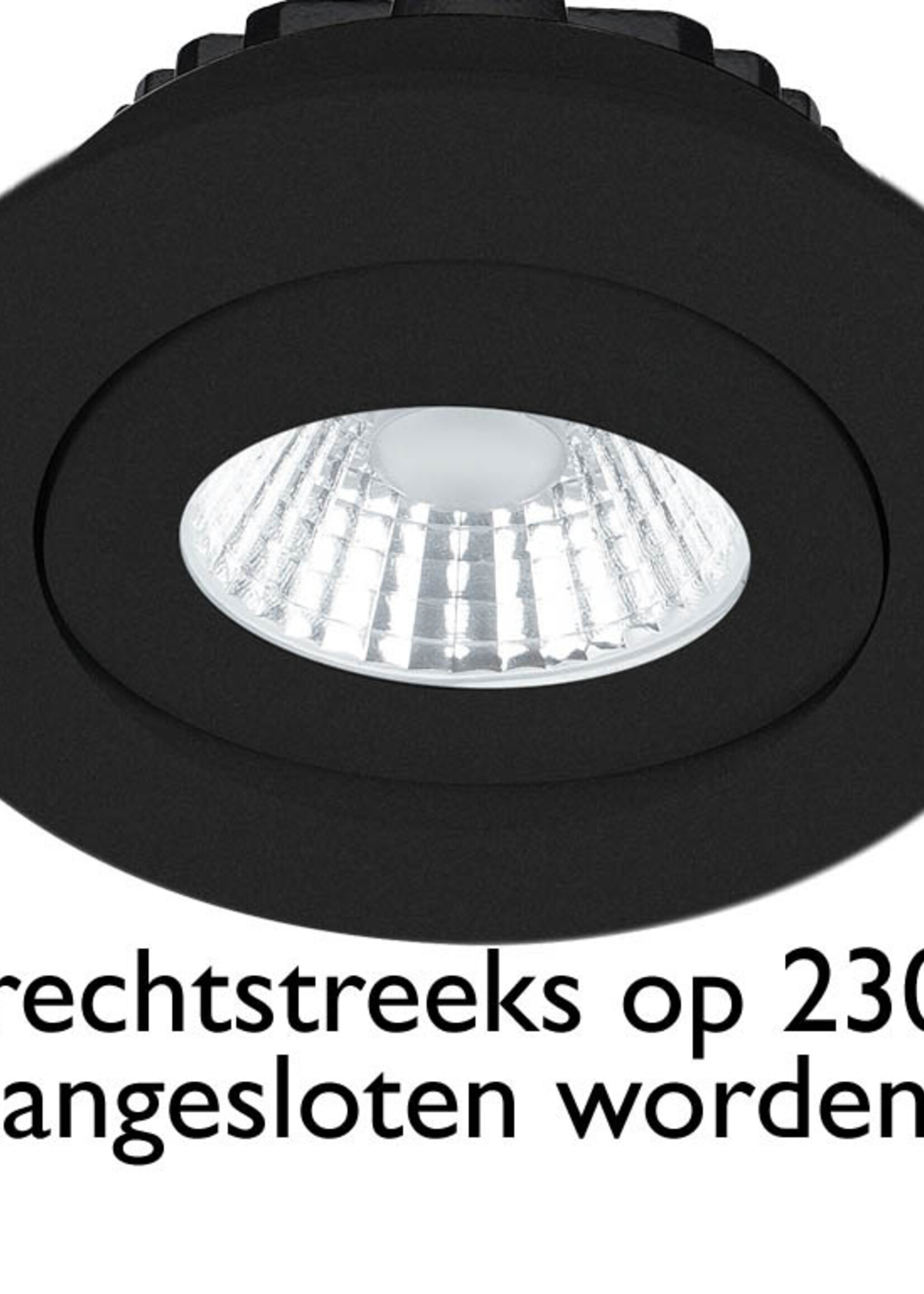 Inbouw Ledspot Praag zwart, 5 Watt, Dimbaar, Warm Wit licht , IP44