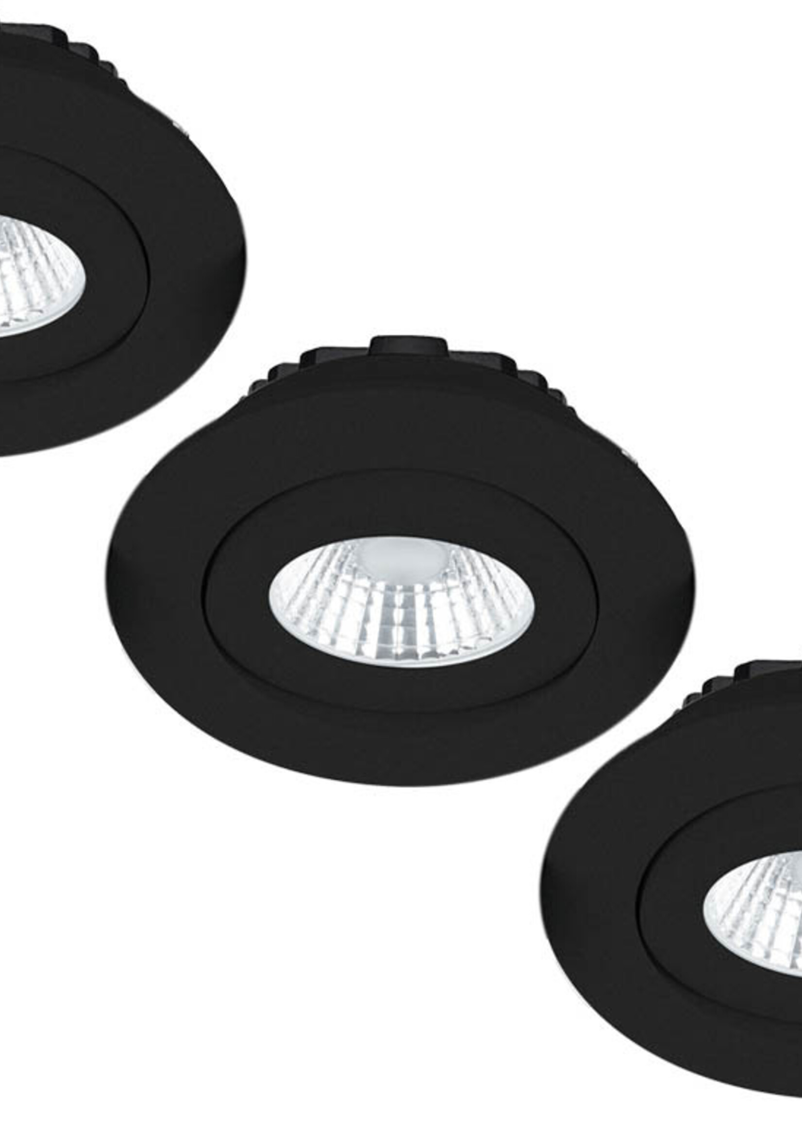 Set van 3 Inbouw Ledspot Praag zwart, 5 Watt, Dimbaar, Warm Wit licht , IP44