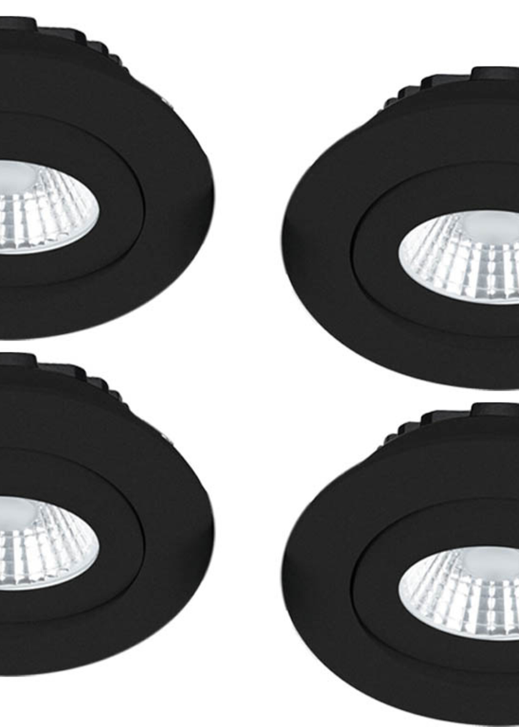 Set van 4 Inbouw Ledspot Praag zwart, 5 Watt, Dimbaar, Warm Wit licht , IP44