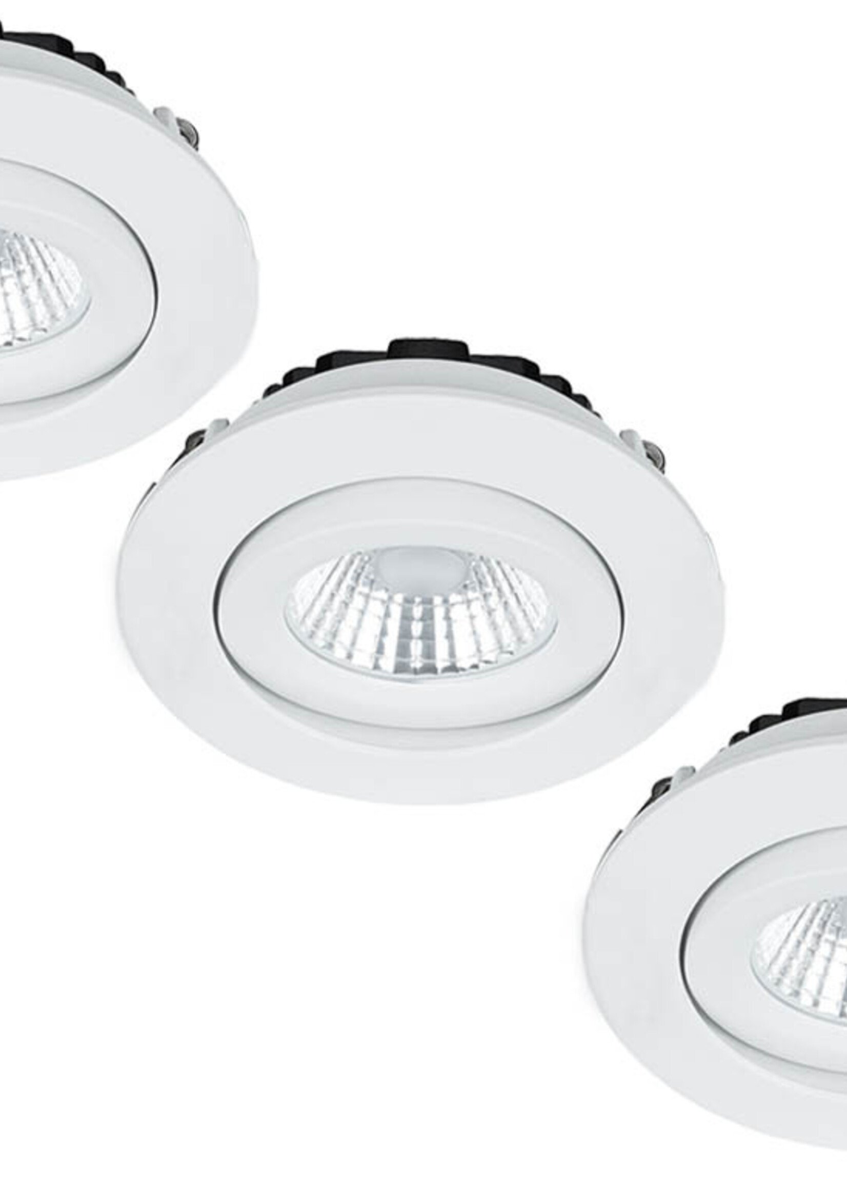 Set van 3 Inbouw Ledspot Praag Wit, 5 Watt, Dimbaar, Warm Wit licht , IP44