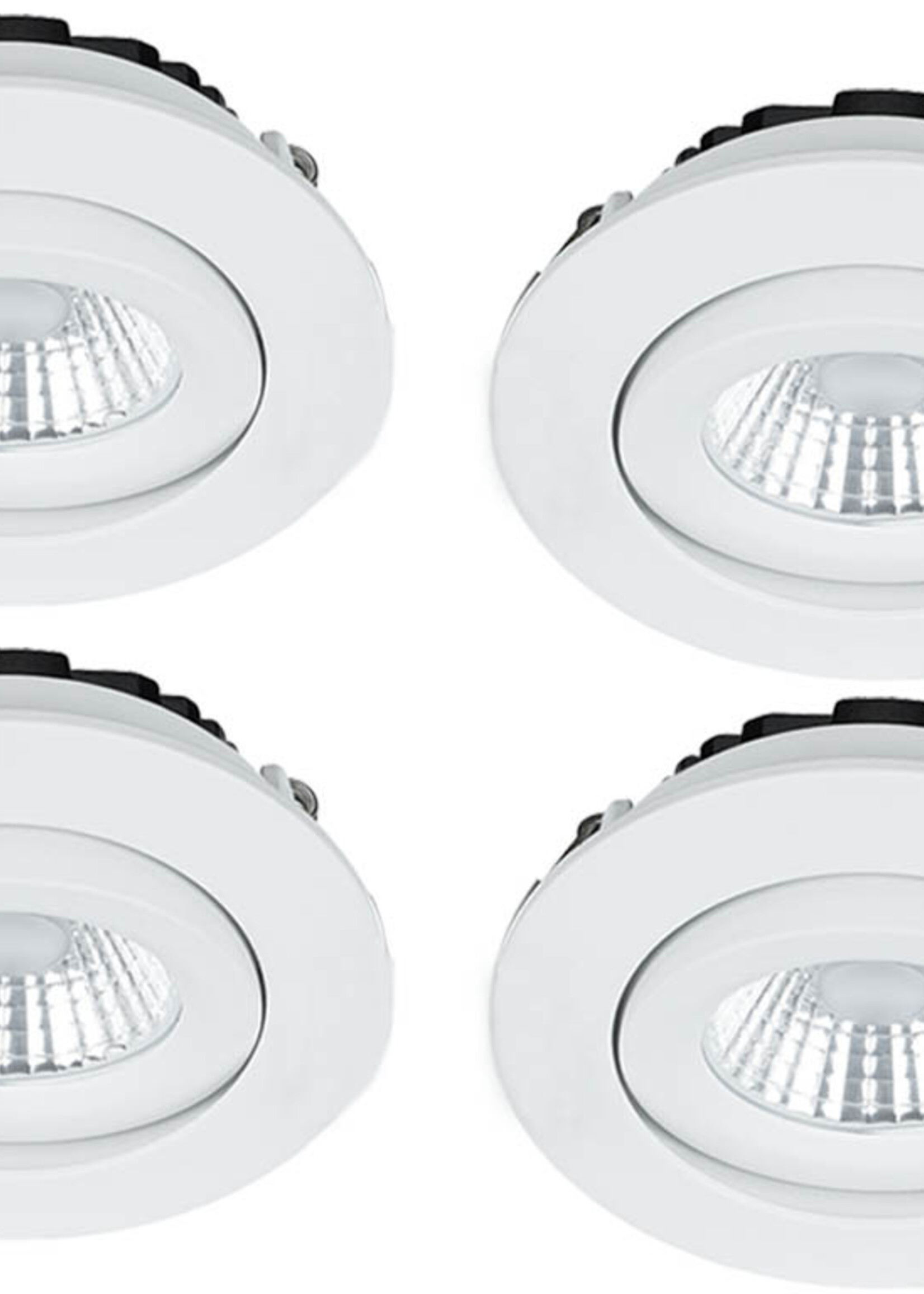 Set van 4 Inbouw Ledspot Praag Wit, 5 Watt, Dimbaar, Warm Wit licht , IP44