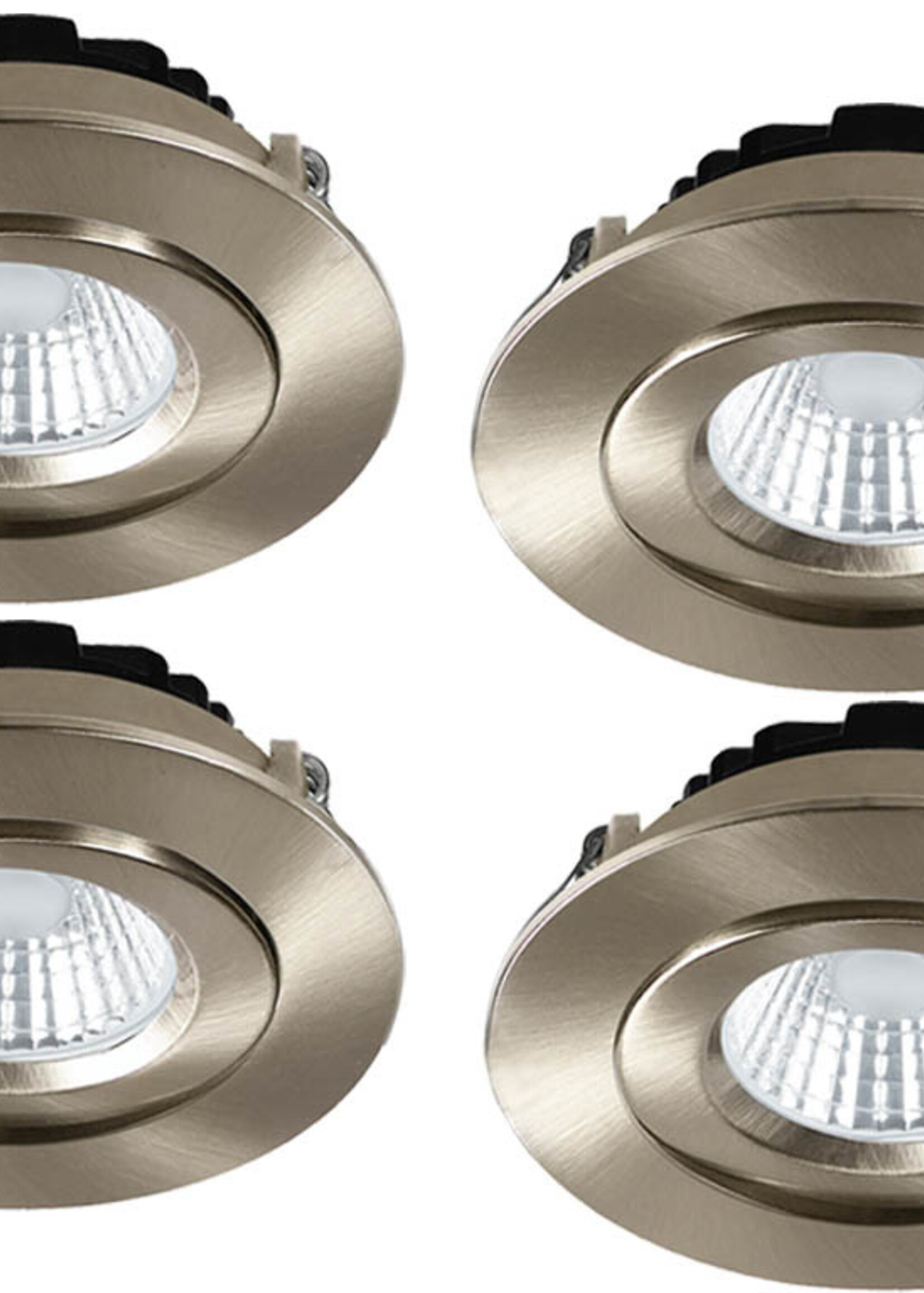 Set van 4 Inbouw Ledspot Praag RVS, 5 Watt, Dimbaar, Warm Wit licht , IP44