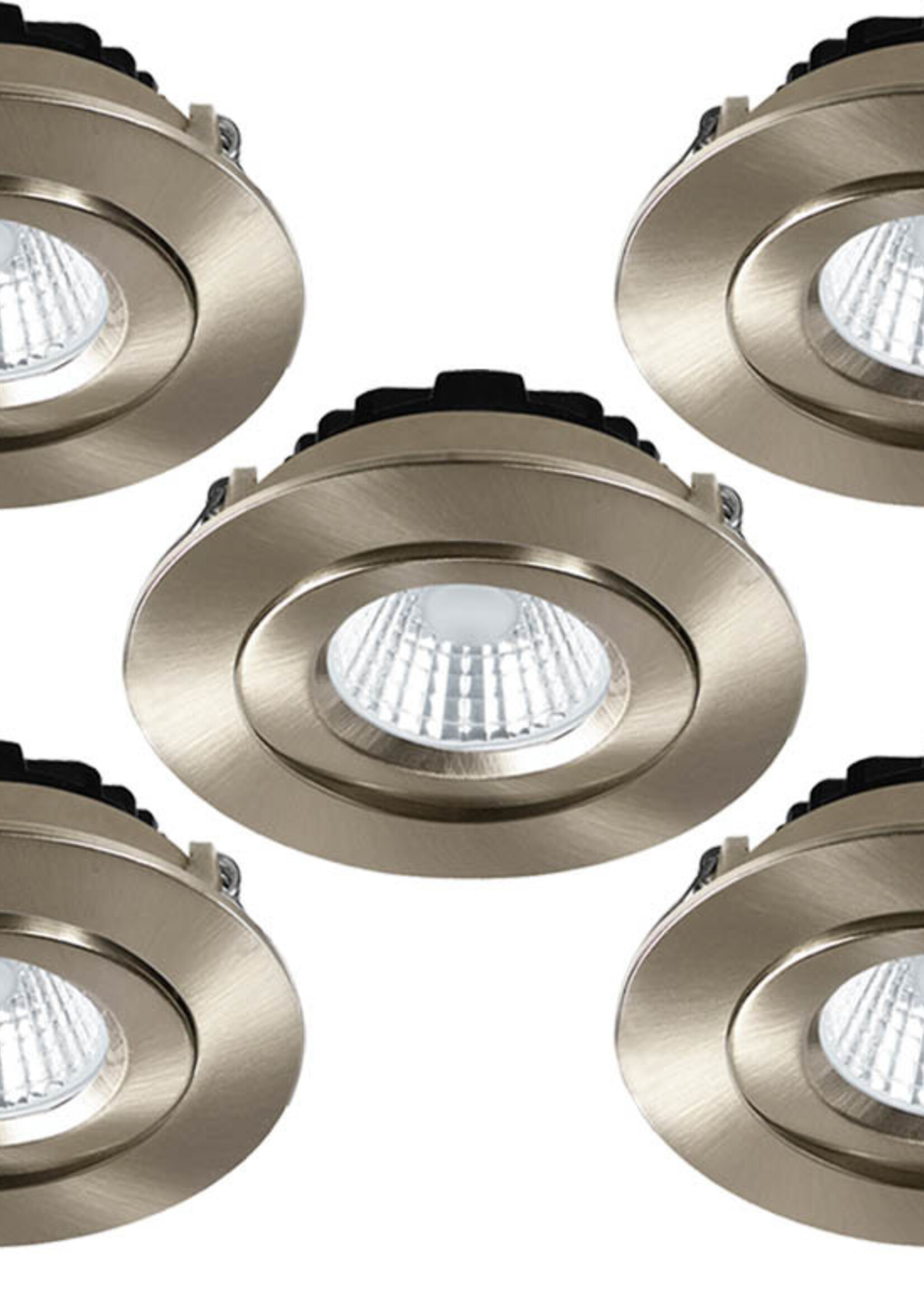 Set van 5 Inbouw Ledspot Praag RVS, 5 Watt, Dimbaar, Warm Wit licht , IP44