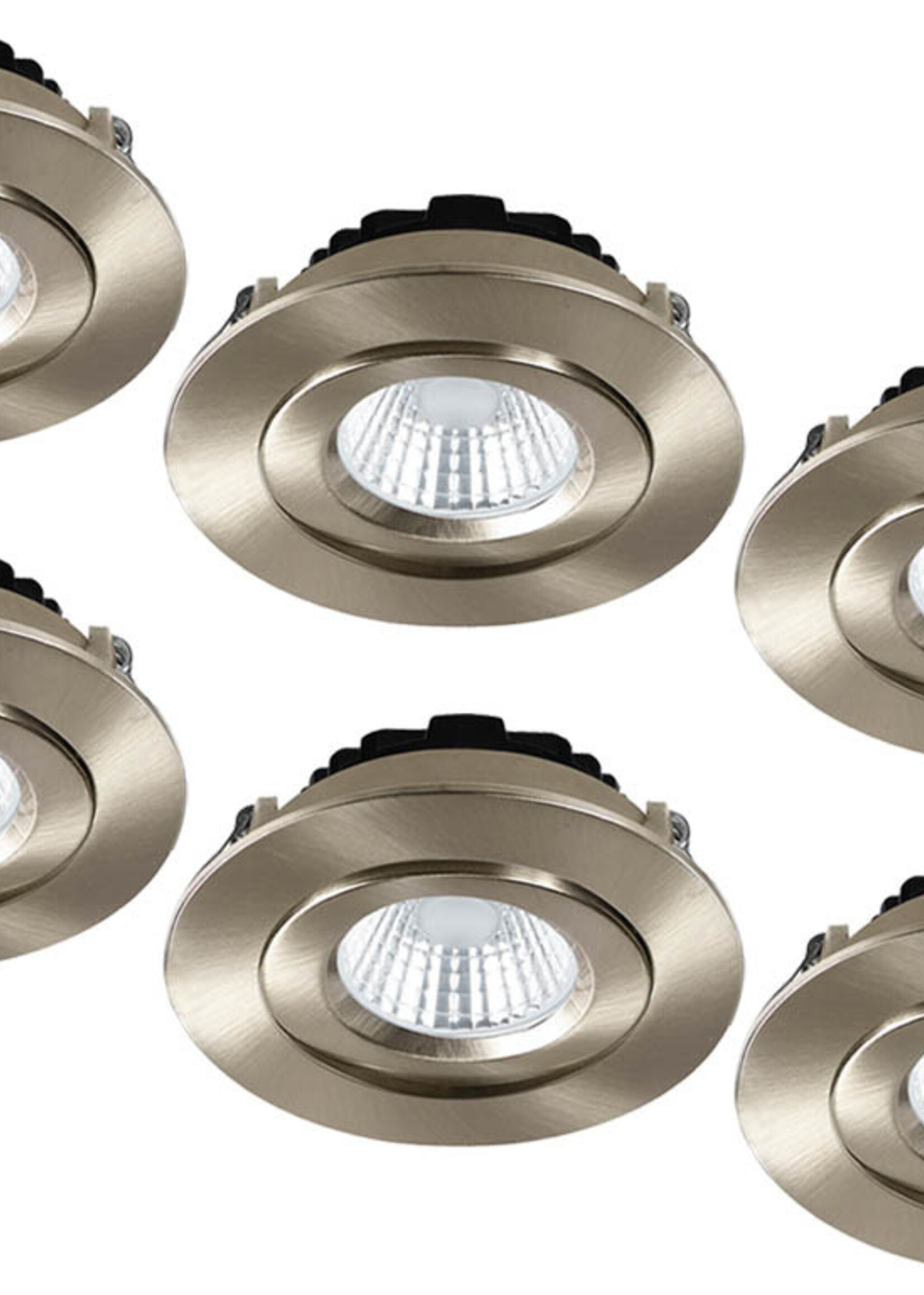 Set van 6 Inbouw Ledspot Praag RVS, 5 Watt, Dimbaar, Warm Wit licht , IP44