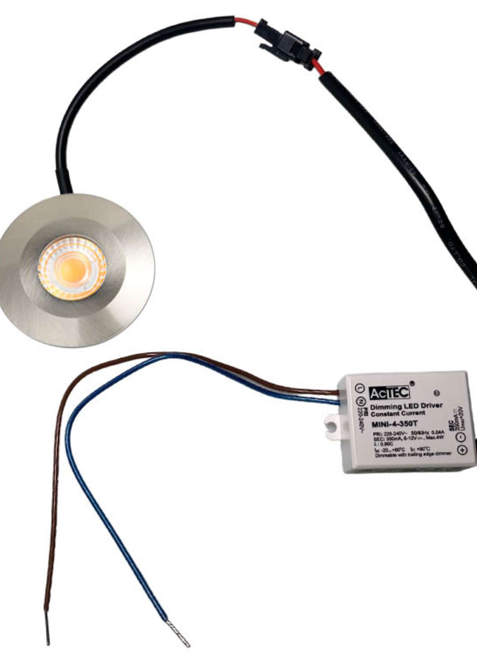 Inbouw Mini Ledspotjes Turijn 4,5 Watt IP65 Dimbaar RVS Kleur