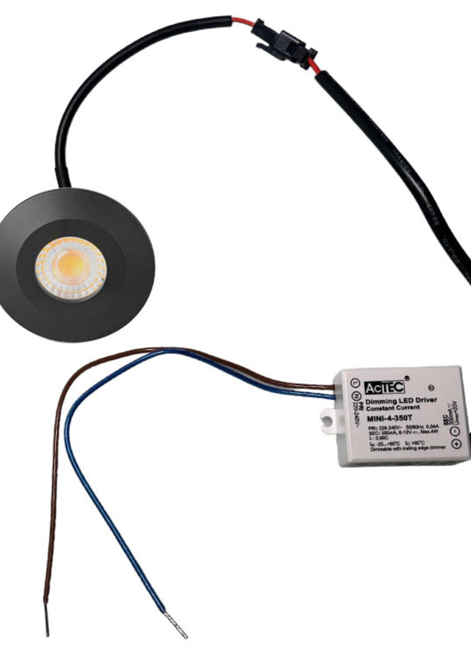 Inbouw Mini Ledspotjes Turijn 4,5 Watt IP65 Dimbaar Zwarte Kleur