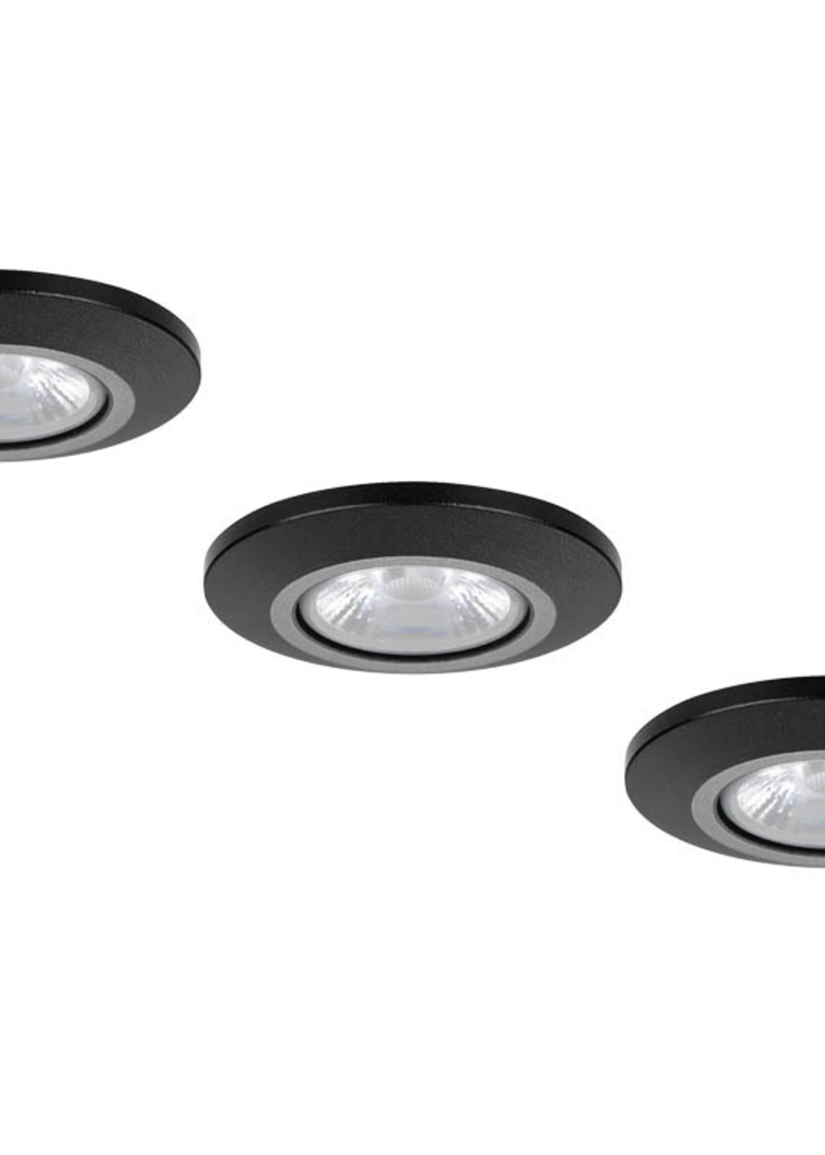 Set van 3 Inbouw Micro Ledspotjes Bern 1,2 watt IP65 Dimbaar zwart