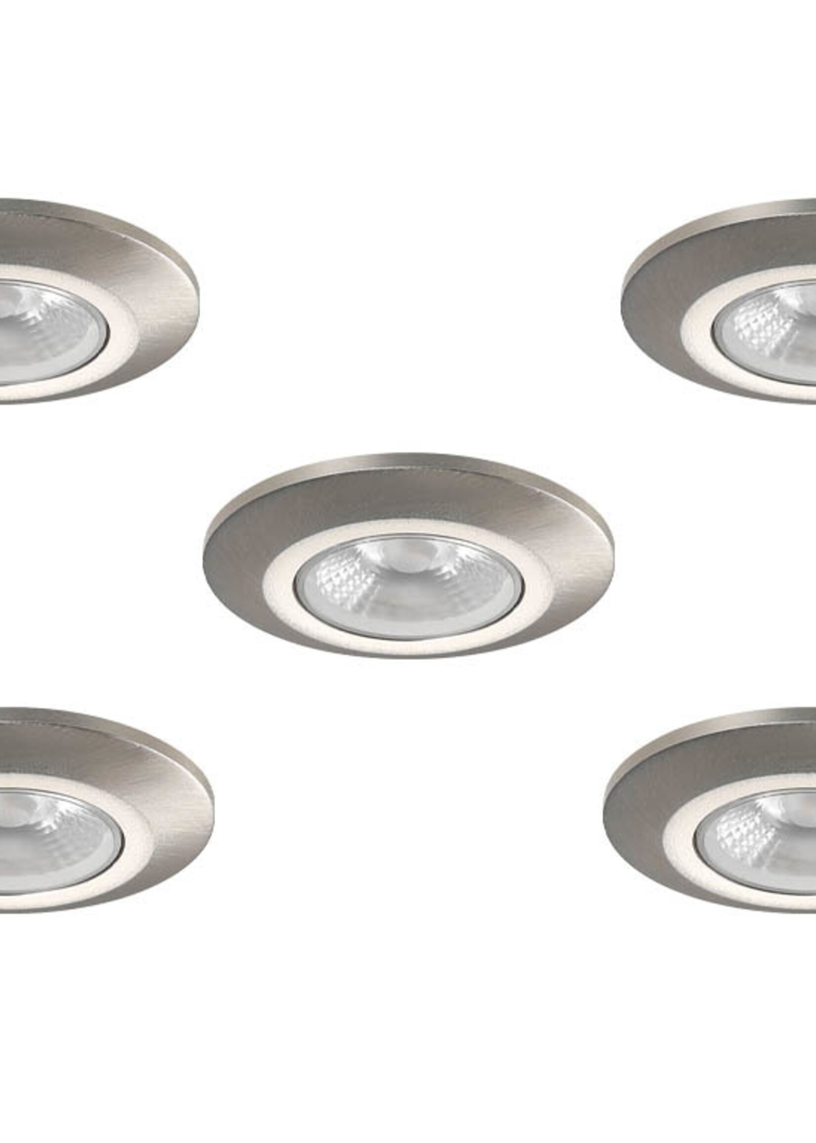 Set van 5 Inbouw Micro Ledspotjes Bern 1,2 watt IP65 Dimbaar rvs kleur