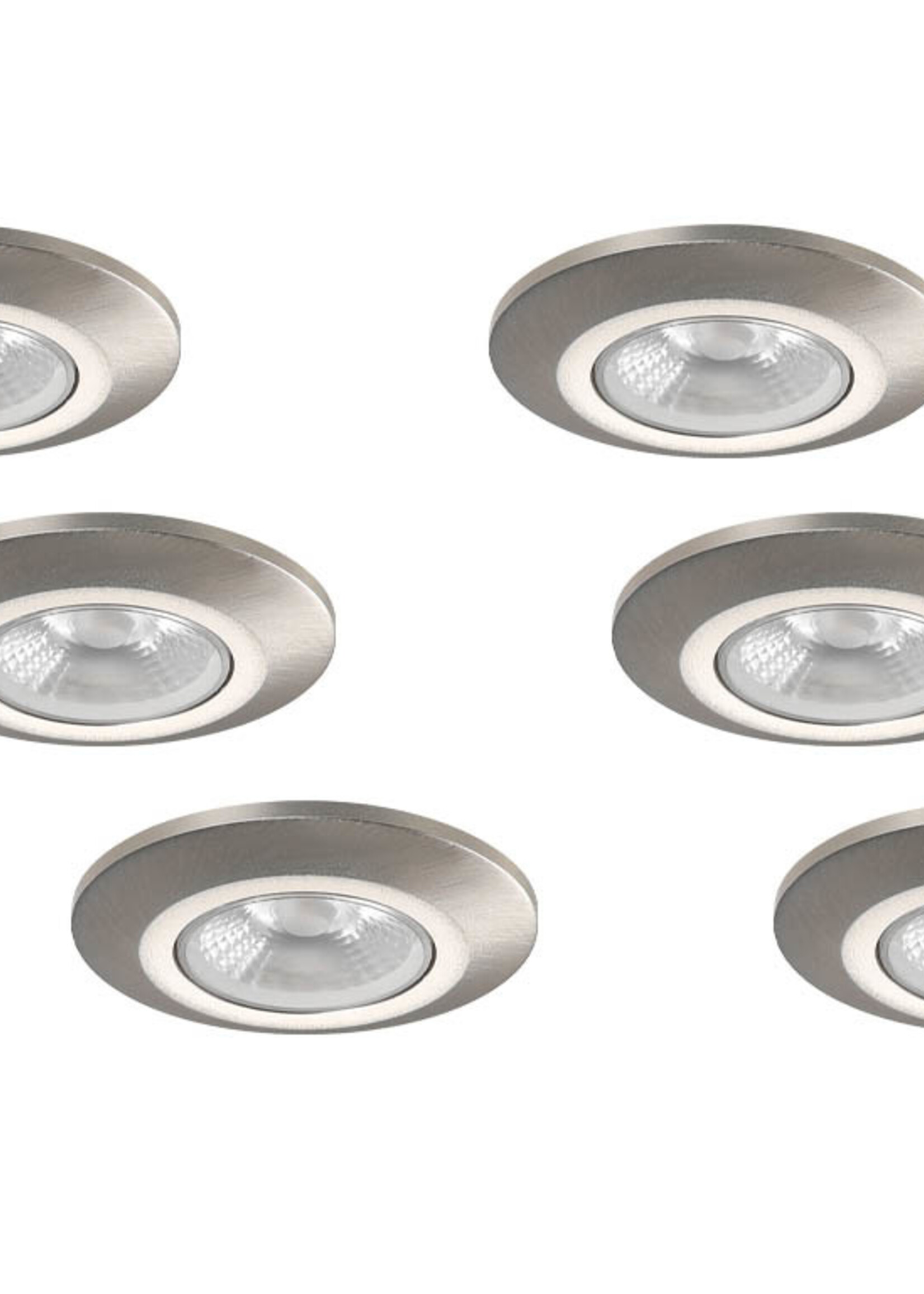 Set van 6 Inbouw Micro Ledspotjes Bern 1,2 watt IP65 Dimbaar rvs kleur