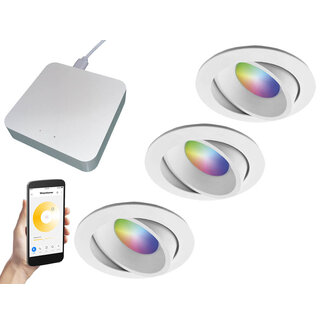 Starterset Smartverlichting :  3x Kleuren inbouw spots met Bridge