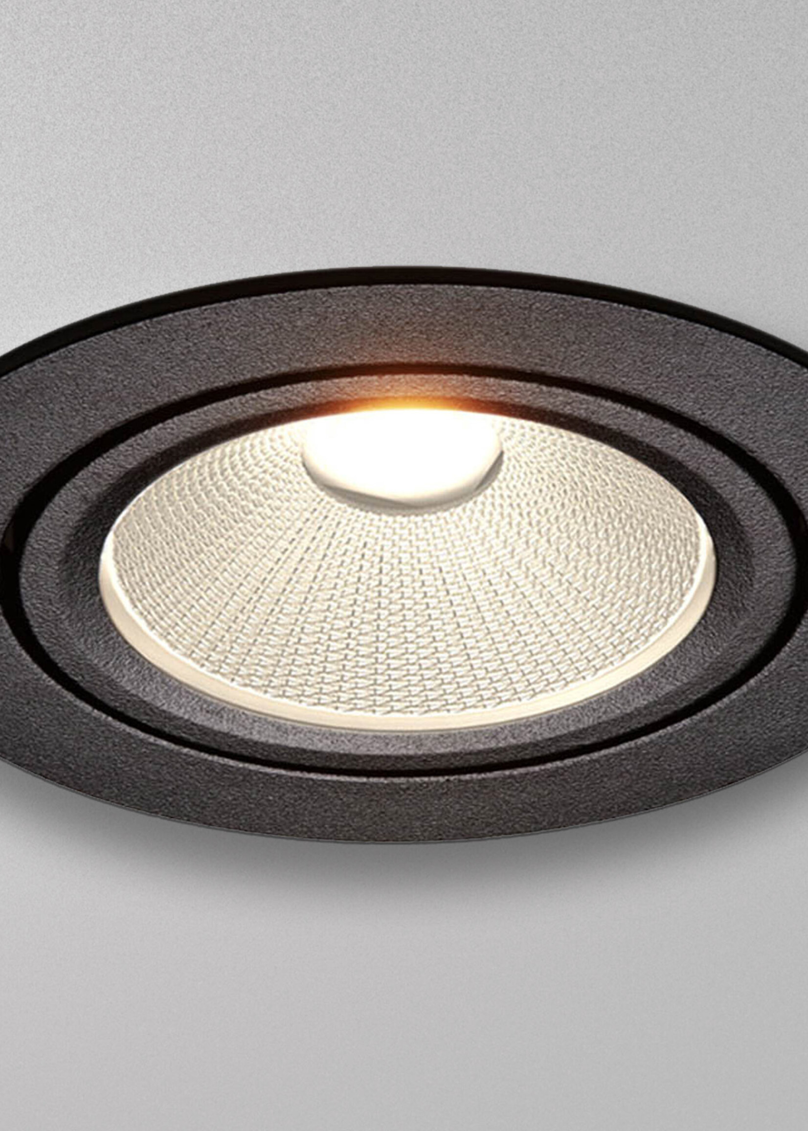 Zwarte Inbouw Ledspot Oslo, 6 Watt, Dimbaar Warm Wit IP44