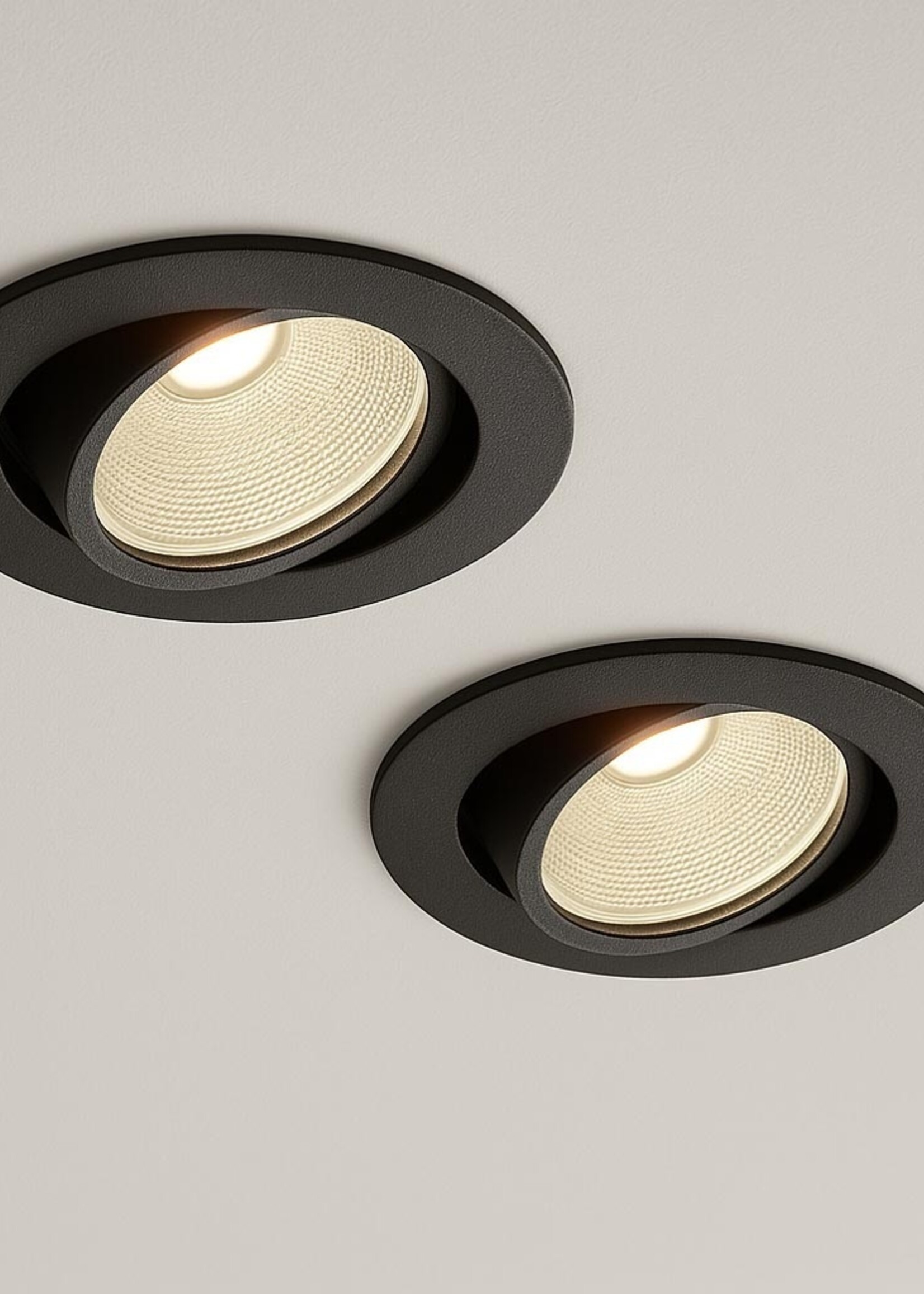 Set van 2 Zwarte Inbouw Ledspot Oslo, 6 Watt, Dimbaar Warm Wit IP44