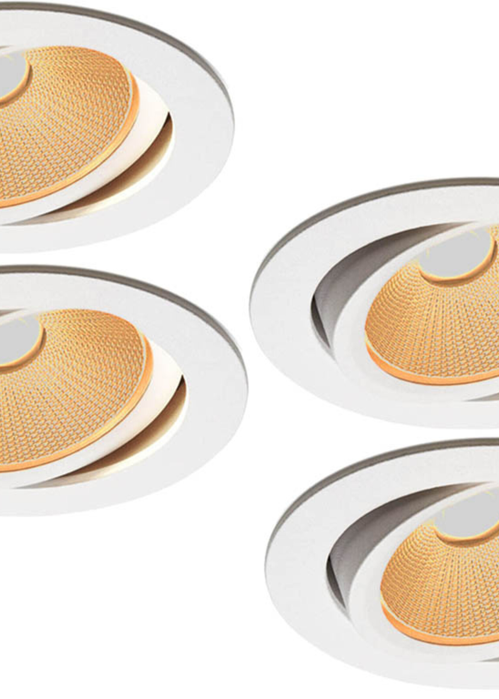 Set van 4 Witte Inbouw Ledspot Oslo, 6 Watt, Dim to Warm Wit IP44