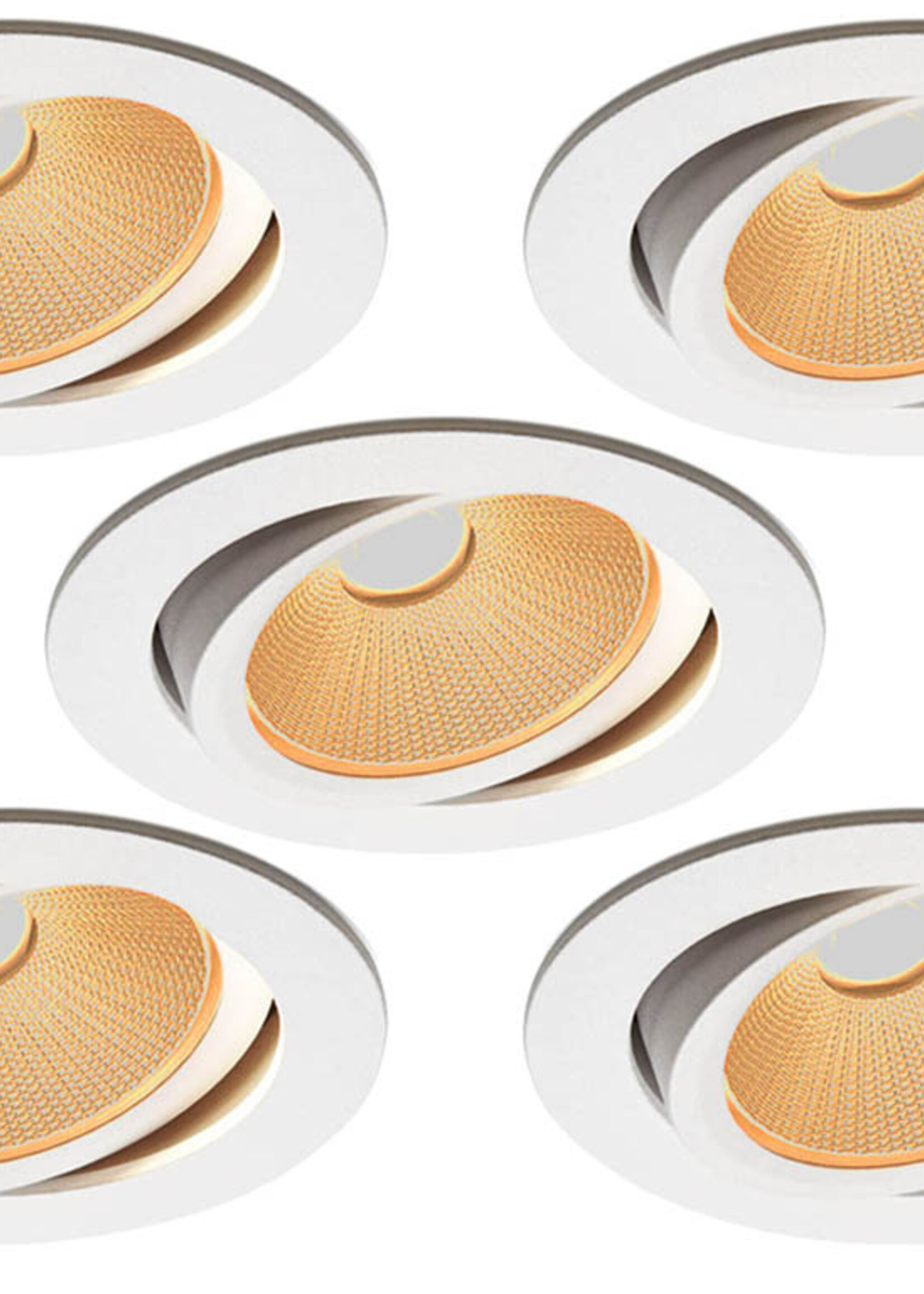 Set van 5 Witte Inbouw Ledspot Oslo, 6 Watt, Dim to Warm Wit IP44