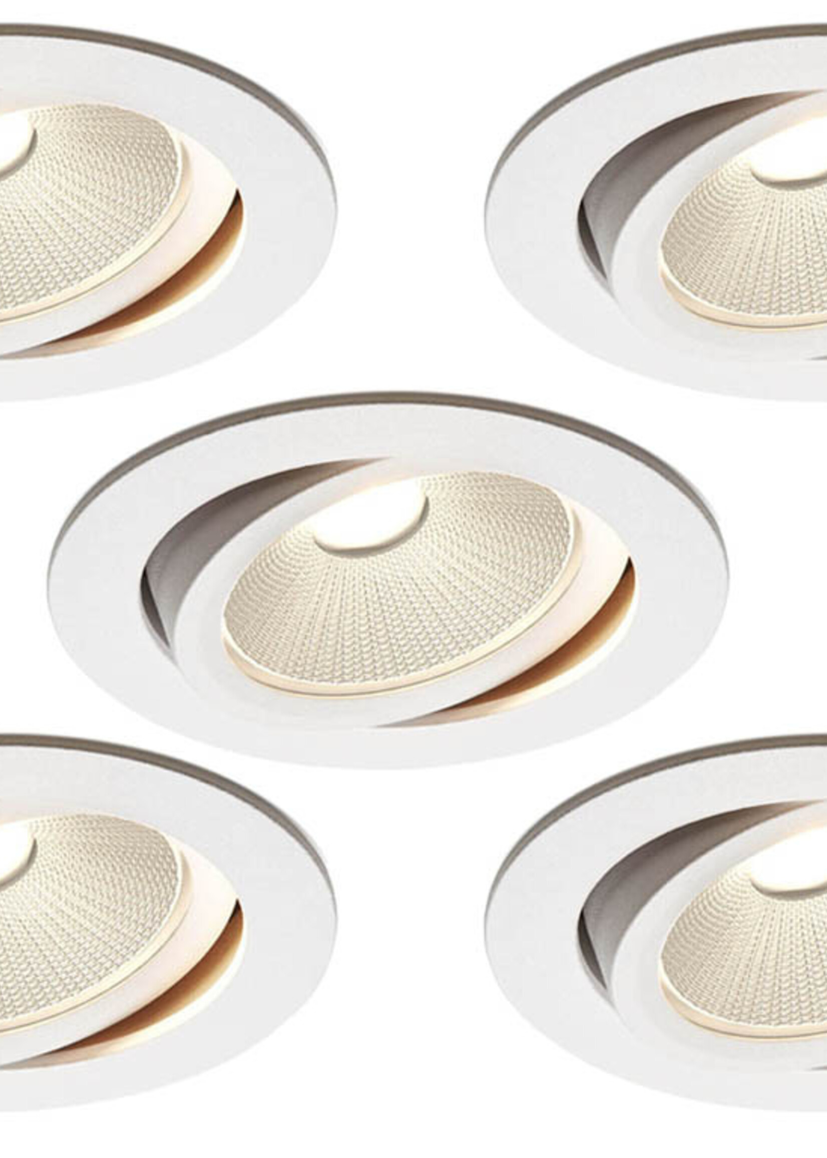 Set van 5 Witte Inbouw Ledspot Oslo, 6 Watt, Dimbaar Warm Wit IP44