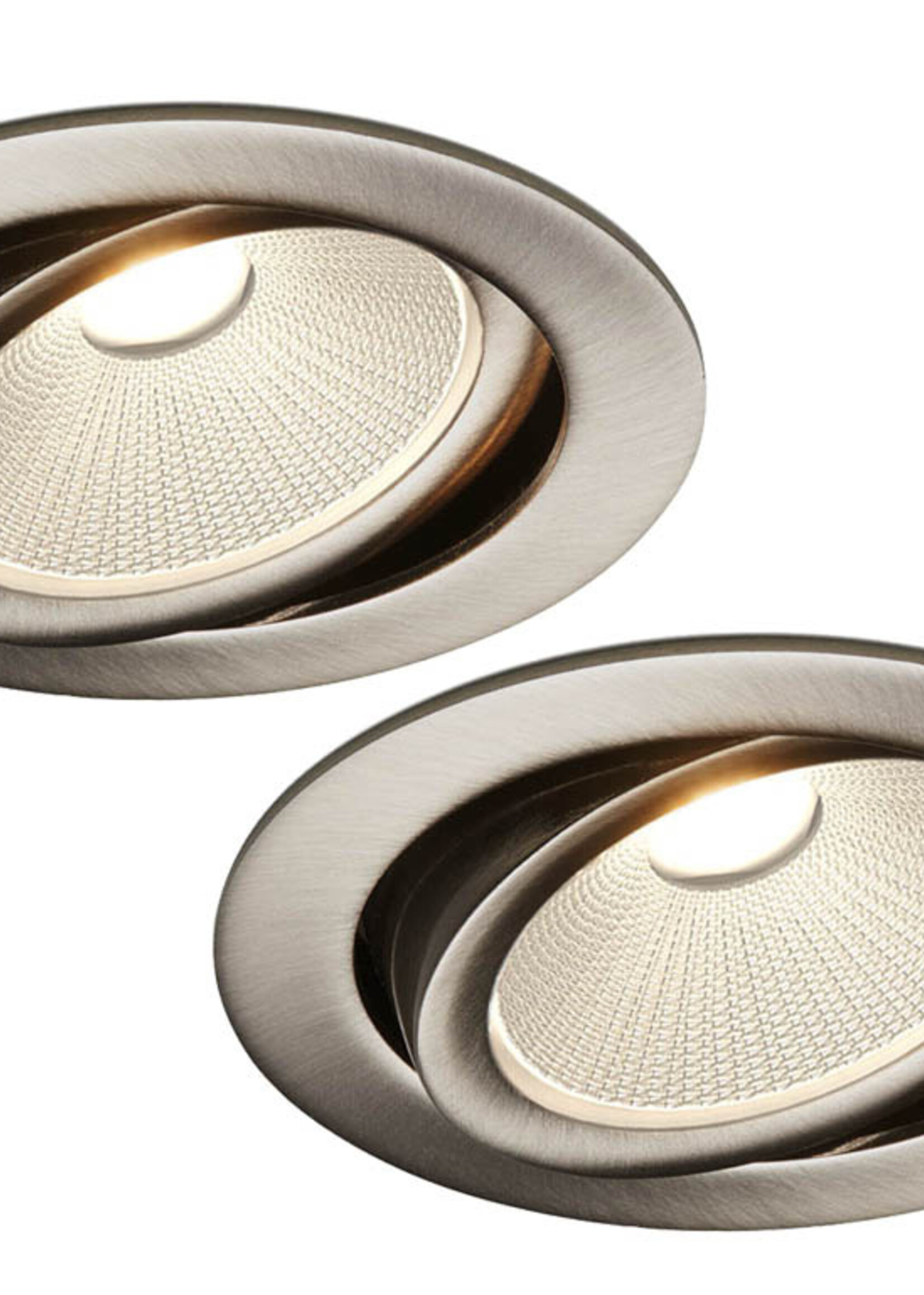 Set van 2 Rvs kleur Inbouw Ledspot Oslo, 6 Watt, Dimbaar Warm Wit IP44