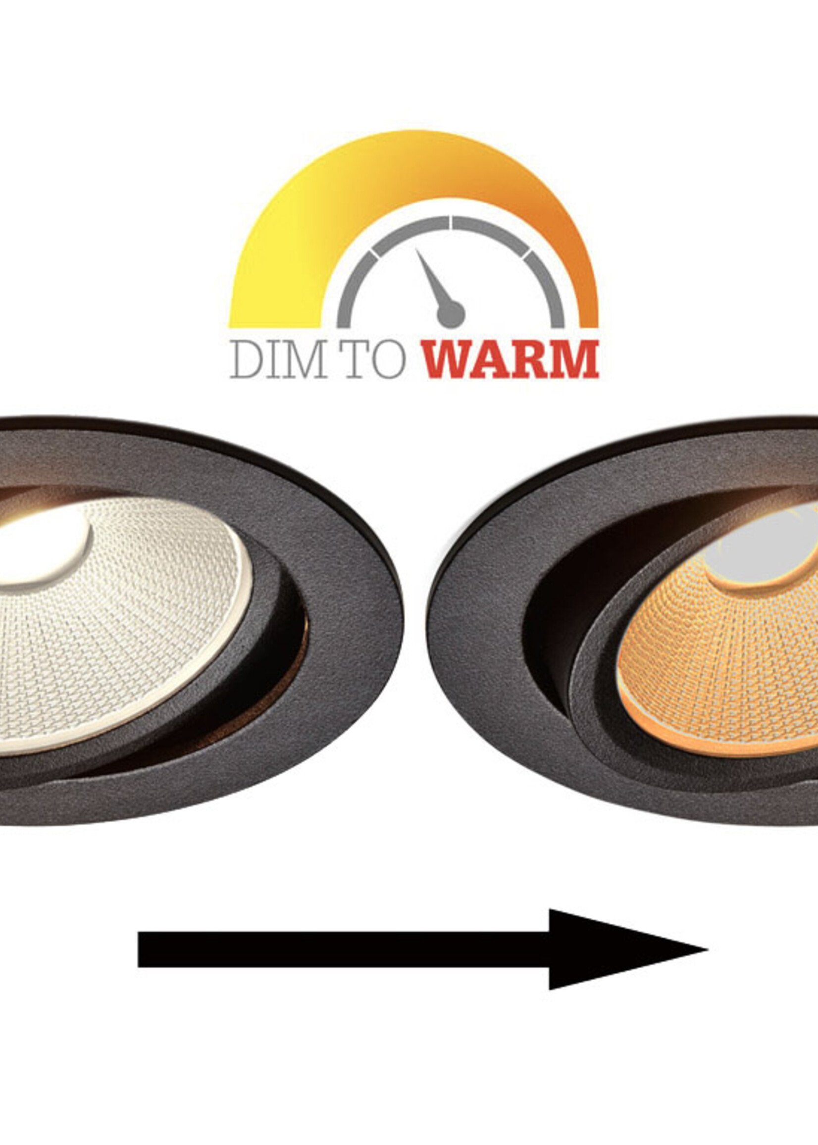 Set van 2 Zwarte Inbouw Ledspot Oslo, 6 Watt, Dim to Warm Wit IP44