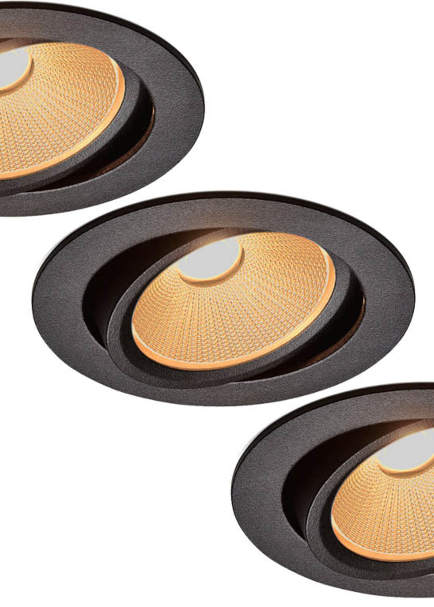Set van 3 Zwarte Inbouw Ledspot Oslo, 6 Watt, Dim to Warm Wit IP44